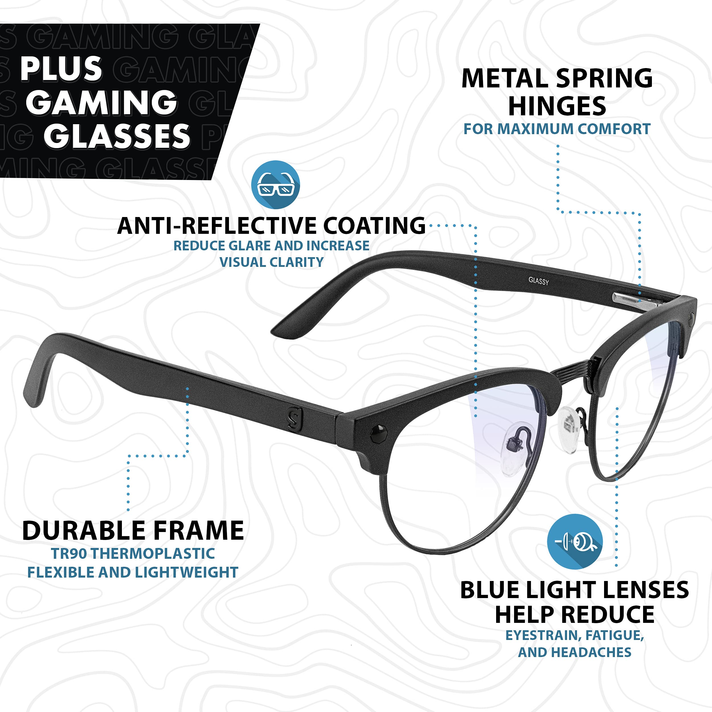 Morrison Blue Light Blocking Glasses for Gaming & Computer Use - Anti Eyestrain & Fatigue Relief - Matte Blackout & Clear Lens Options - Medium Size - Perfect for Work, Online Classes & Nighttime Screen Use