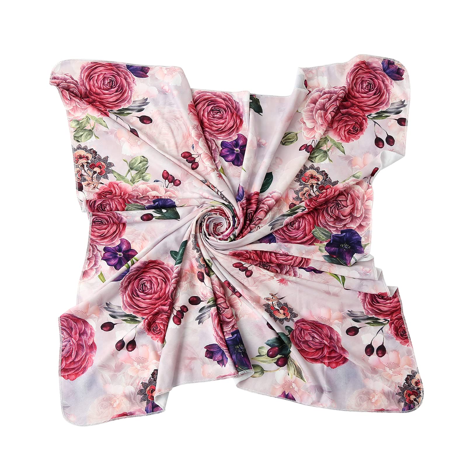 Galabloomer Newborn Baby Receiving Blanket & Headband Set - Soft Swaddle Wrap with Big Flower Bow (Nostalgia Rose) - Perfect for Newborn Photography, Baby Shower Gifts & Hospital Going Home Outfits