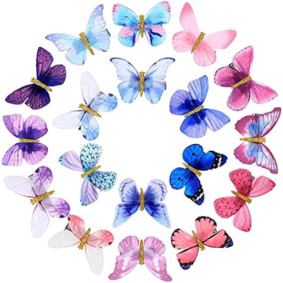 Glitter Butterfly Hair Clips for Women & Teens - Set of 6 Snap Barrettes Hair Accessories for School, Party, Wedding & Everyday Style