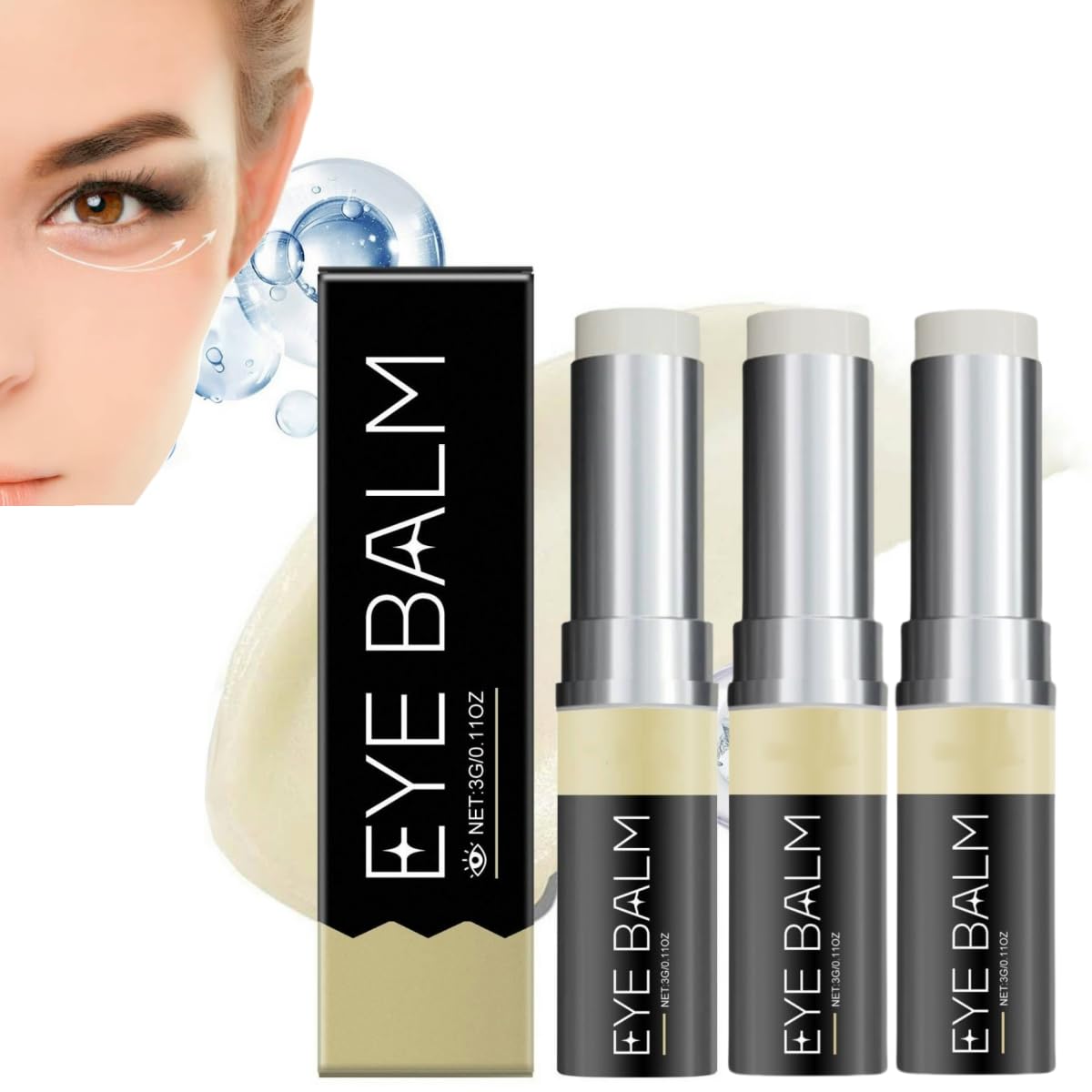 Retinol Eye Stick for Dark Circles & Puffiness - Under Eye Treatment Serum with Anti-Aging Formula - 3 Pack for Dark Circle Removal & Eye Bag Reduction | Perfect for Morning Routine, Travel & Night Skincare