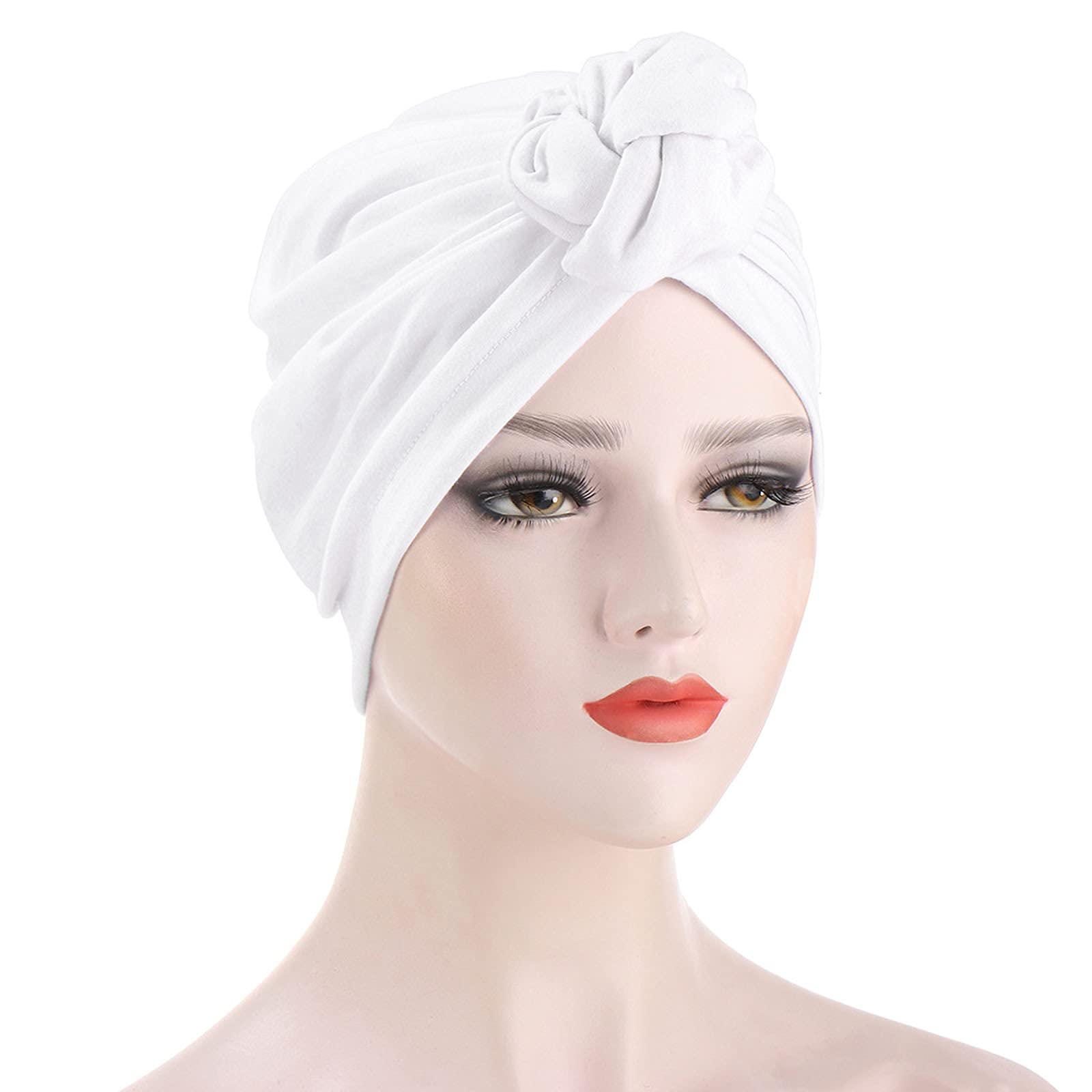Women's Muslim Headscarf & Cancer Hat - Soft Turban Hair Wrap Cap for Chemo, Hijab, or Daily Use - Breathable & Comfortable (White, One Size) - Perfect for Prayer, Modest Fashion, or Hair Loss Coverage