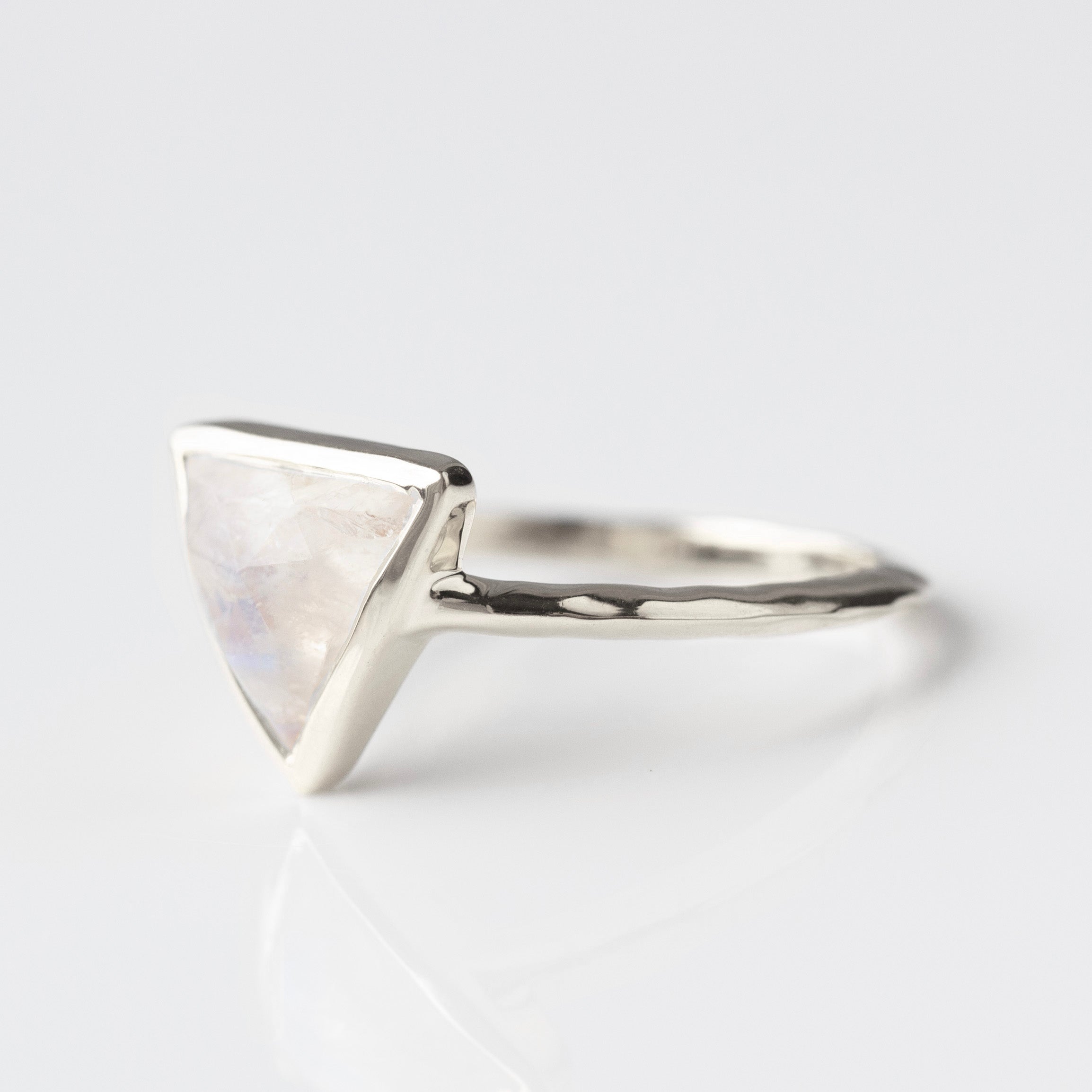 Farrah Moonstone Triangle Ring - Elegant Sterling Silver Gemstone Jewelry for Women | Perfect for Everyday Wear, Parties & Gifts