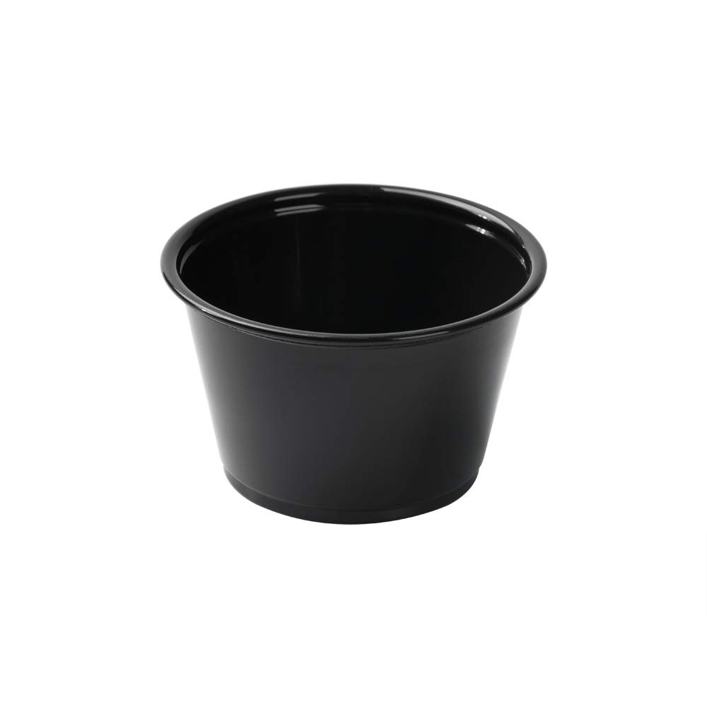Restaurantware RW Base 2.5 Ounce Sauce Cups - 2000 Pack Microwave-Safe Crack-Resistant Disposable Black Plastic Portion Cups for Sauces, Toppings & Samples (Lids Sold Separately) - Perfect for Restaurants, Catering & Food Service Businesses