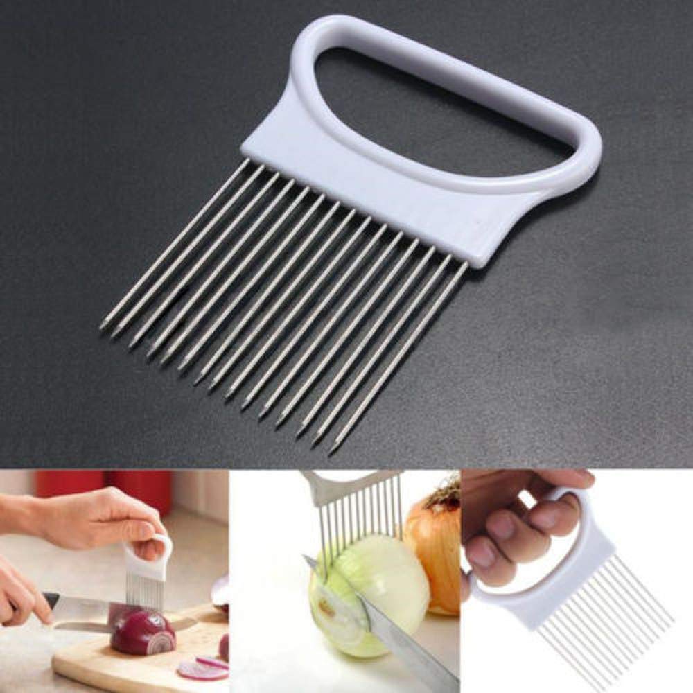 Yu2d Tomato Onion Vegetable Slicer - Safe Cutting Aid Holder with Guide Fork for Perfect Slices | Ideal for Salads, Sandwiches & Meal Prep