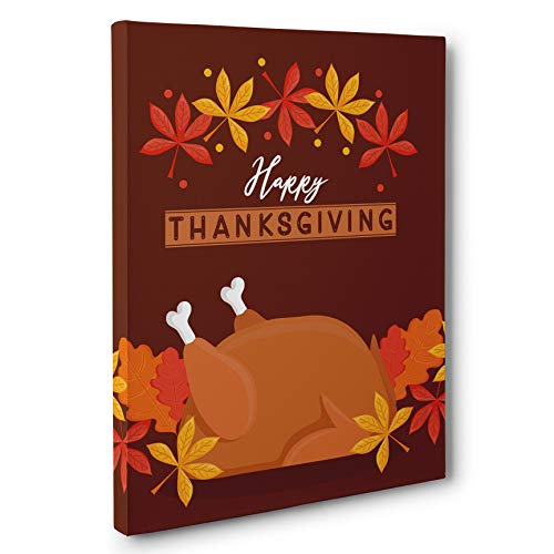 Happy Thanksgiving Canvas Wall Art - Fall Decor for Home, Office & Gifts - Perfect for Thanksgiving Party, Dining Room & Holiday Decorations
