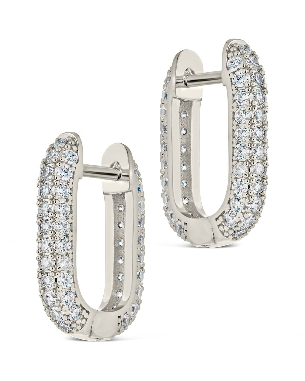 Mara CZ Rectangle Hoop Earrings for Women - Sterling Silver Cubic Zirconia Fashion Jewelry - Perfect for Parties, Weddings & Everyday Wear