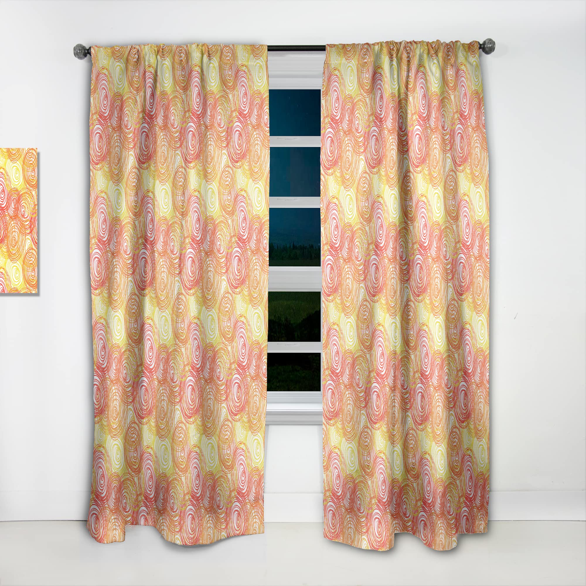 DesignQ Round Pattern Blackout Curtains - Thermal Insulated Single Panel Window Drapes 52x120 Inches for Bedroom & Living Room - Noise Reducing & Energy Saving Home Decor