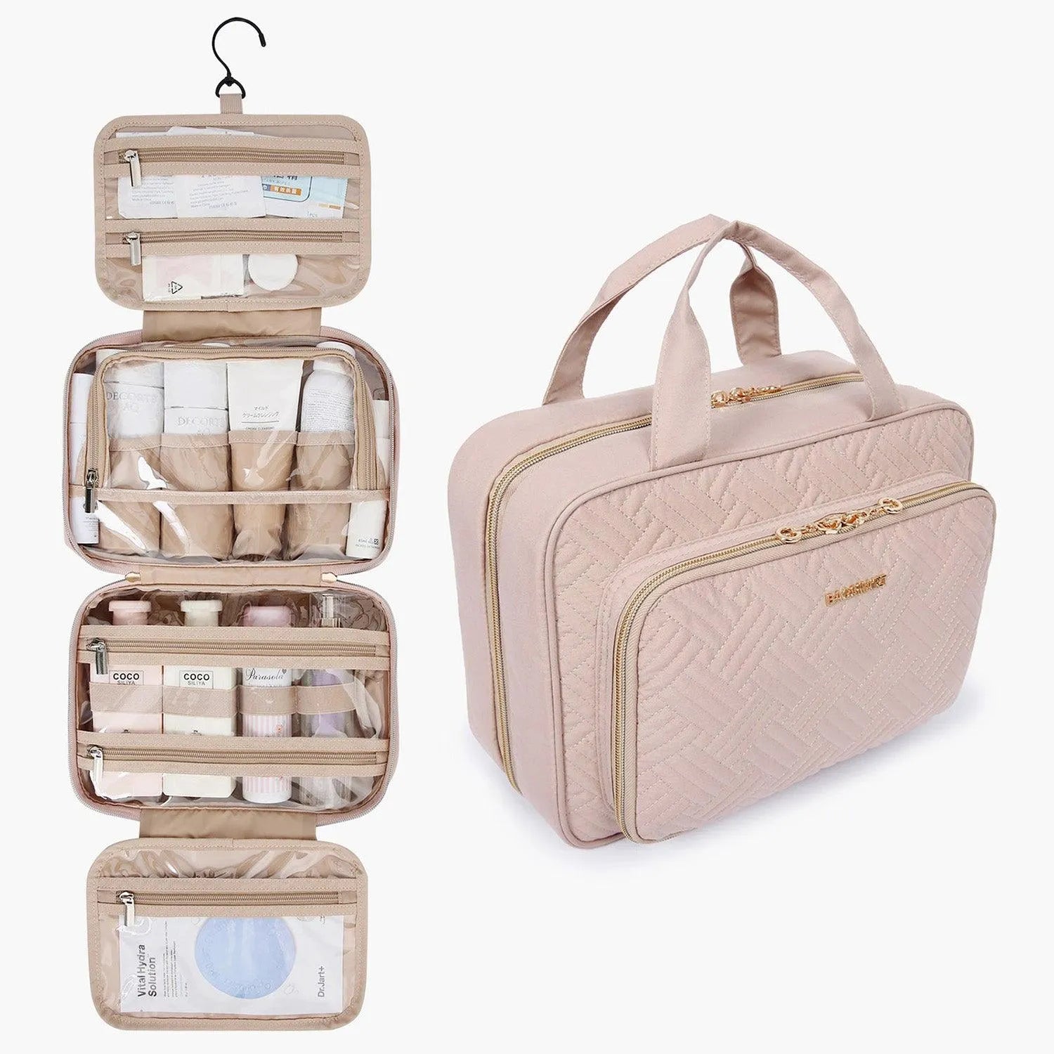 Space Saver Pro Hanging Toiletry Bag - Waterproof Travel Cosmetic Organizer for Bathroom, Camping & Gym - Compact Hanging Toiletry Case with Multiple Pockets