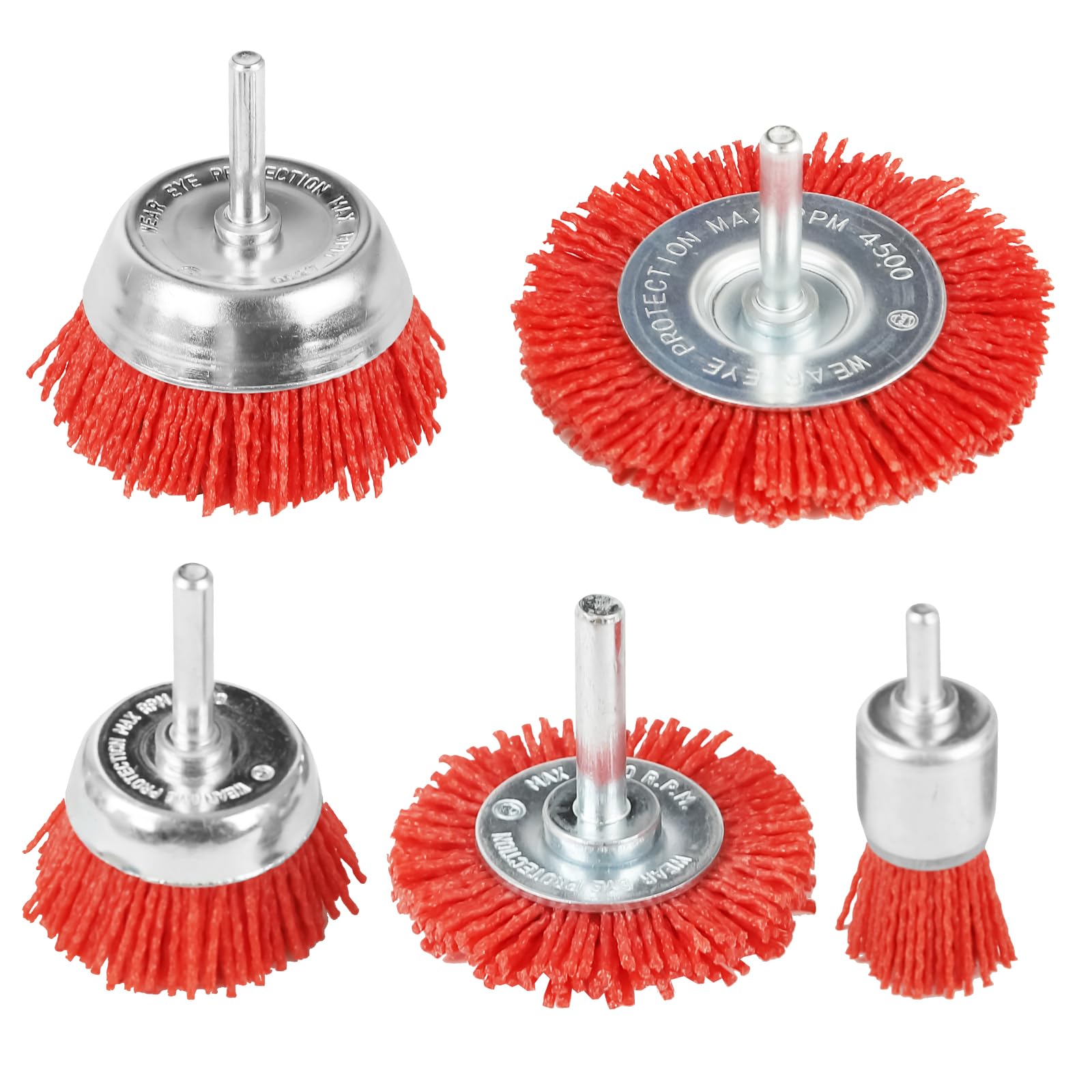 5 Pack Nylon Wire Drill Brush Set - 1/4