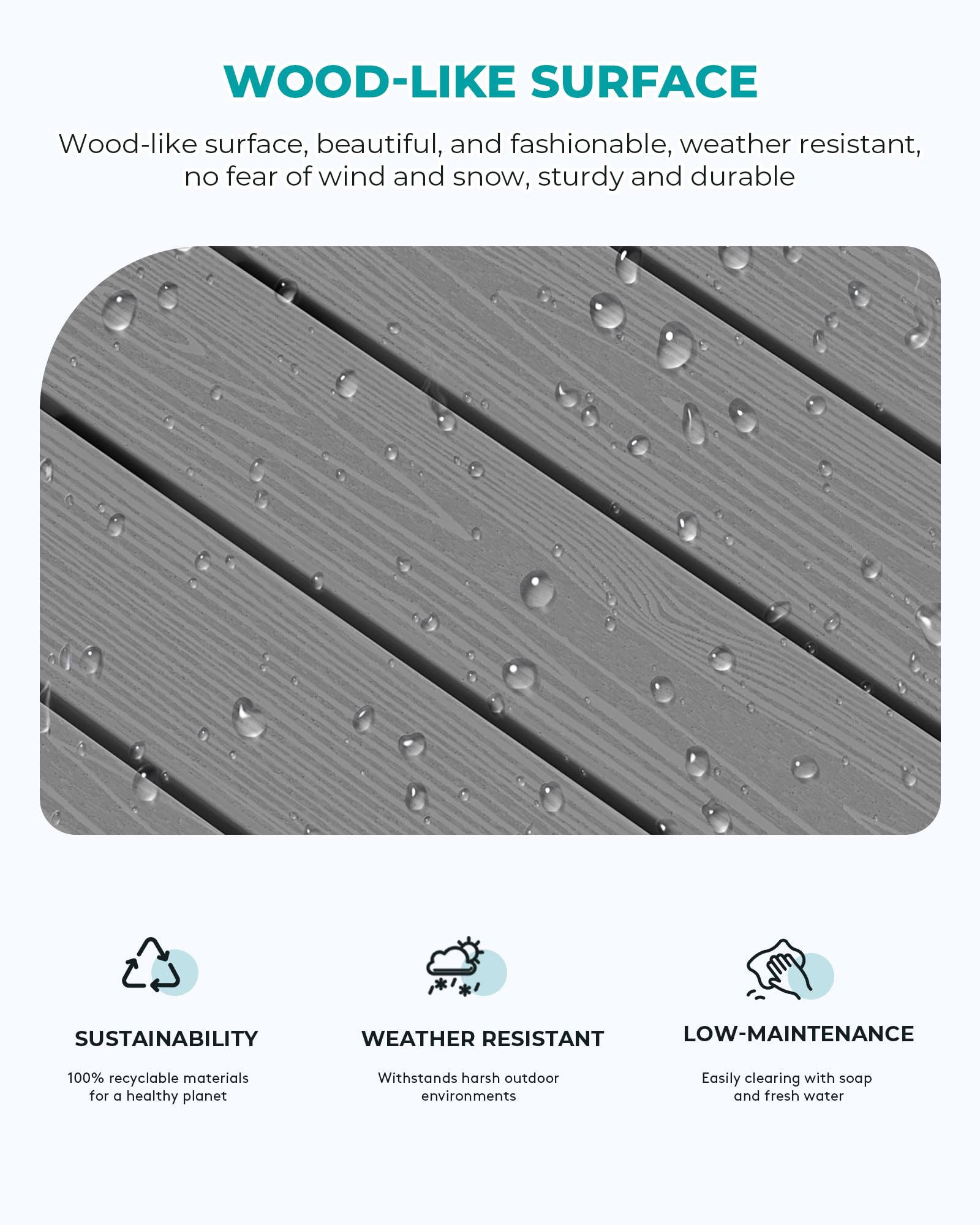 SERWALL Outdoor Coffee Table - Weather-Resistant HDPE Patio Table for Garden, Deck, Poolside (Grey) | Perfect for Backyard, Balcony & Outdoor Lounge Areas