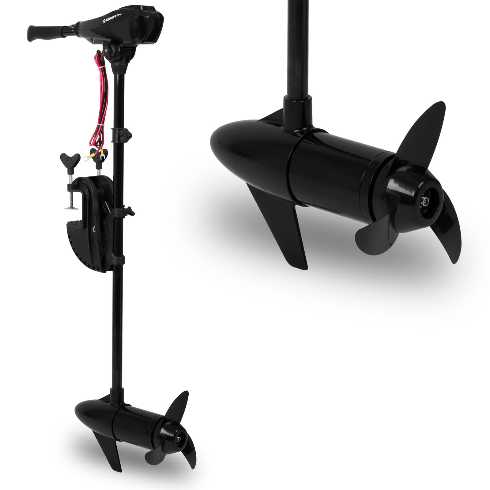 EBERTH 50 lbs Thrust 12V Electric Outboard Motor for Boats - 5 Forward & 3 Reverse Speeds - Perfect for Inflatable Boats, Fishing, and Small Watercraft Adventures