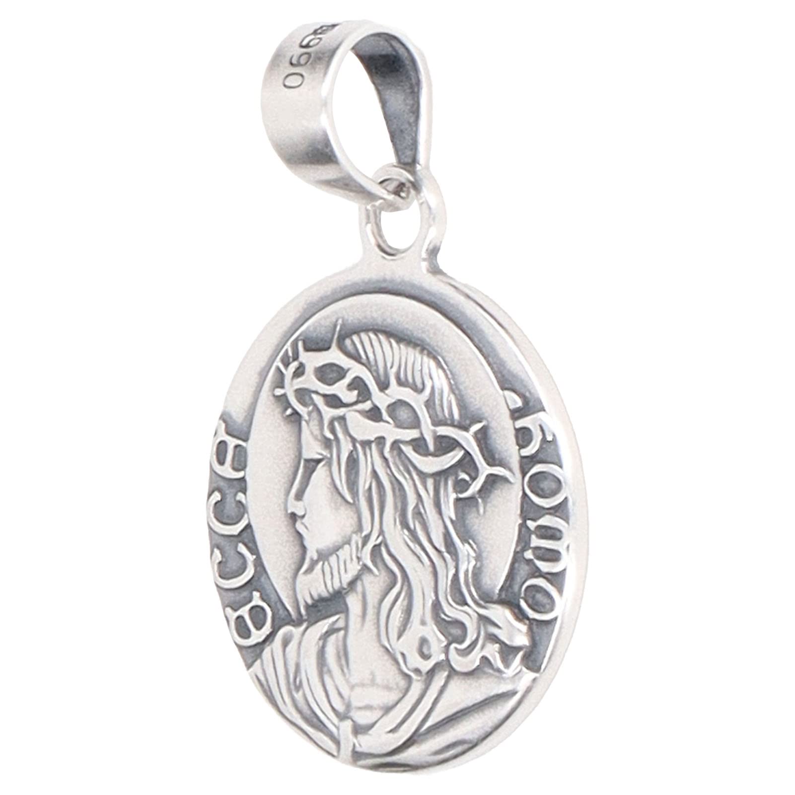 Qinlorgo Jesus Crown of Thorns Pendant - Exquisite Silver Religious Jewelry with Detailed Design, Perfect Christian Gift for Baptism, Confirmation & Easter Celebrations