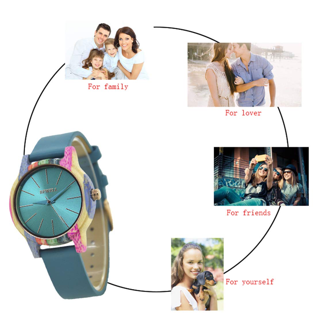 Stylish Women's Wooden Watch with Quartz Movement - Handmade Colorful Wooden Fashion Watch with Detachable Wristband (Blue) | Perfect for Casual Wear, Outdoor Activities & Eco-Friendly Gift Giving