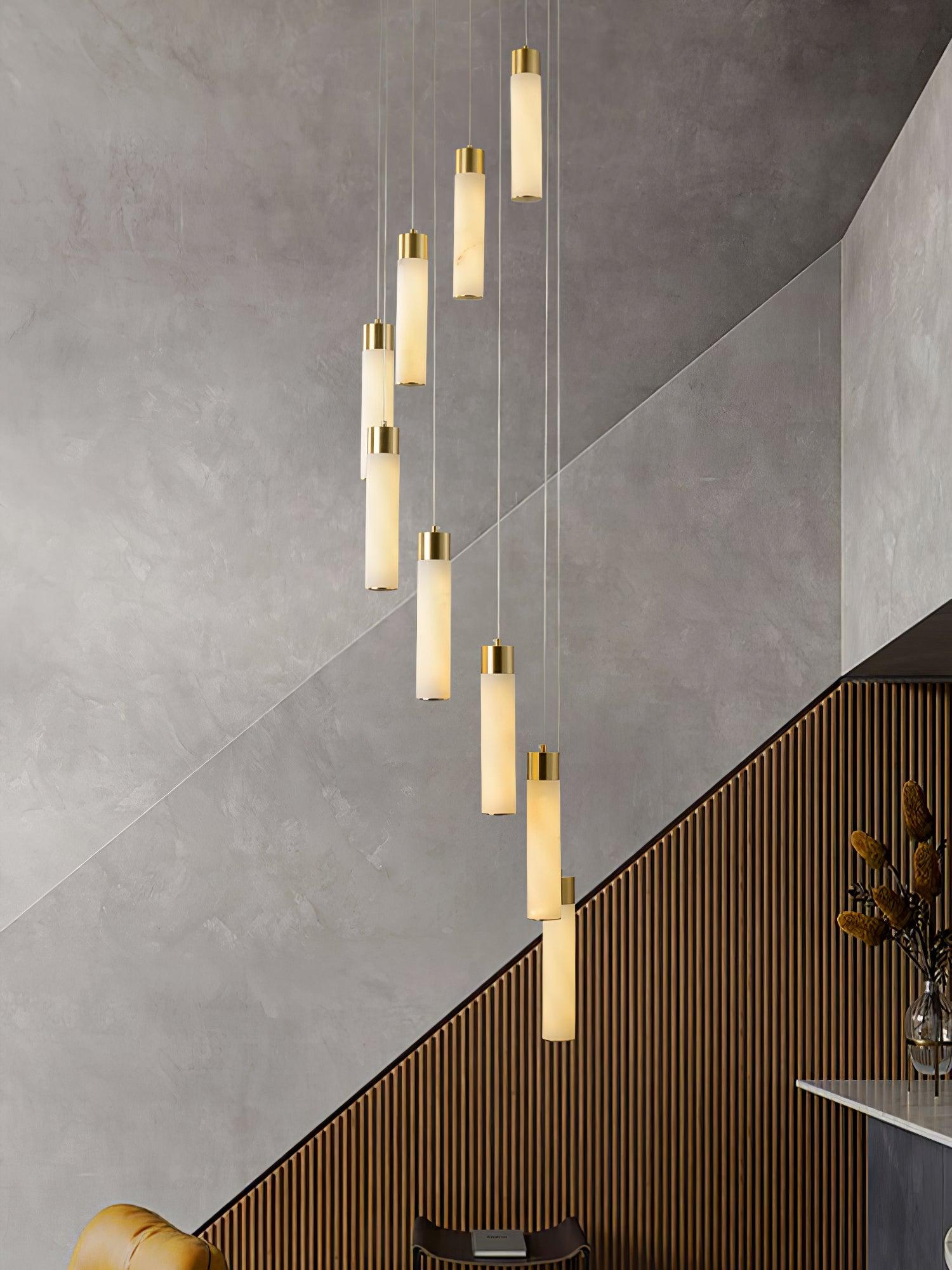 Celestial Alabaster Cascade Chandelier - Modern Crystal Ceiling Light Fixture for Dining Room, Bedroom & Living Room | Elegant Lighting for Home Decor & Wedding Events