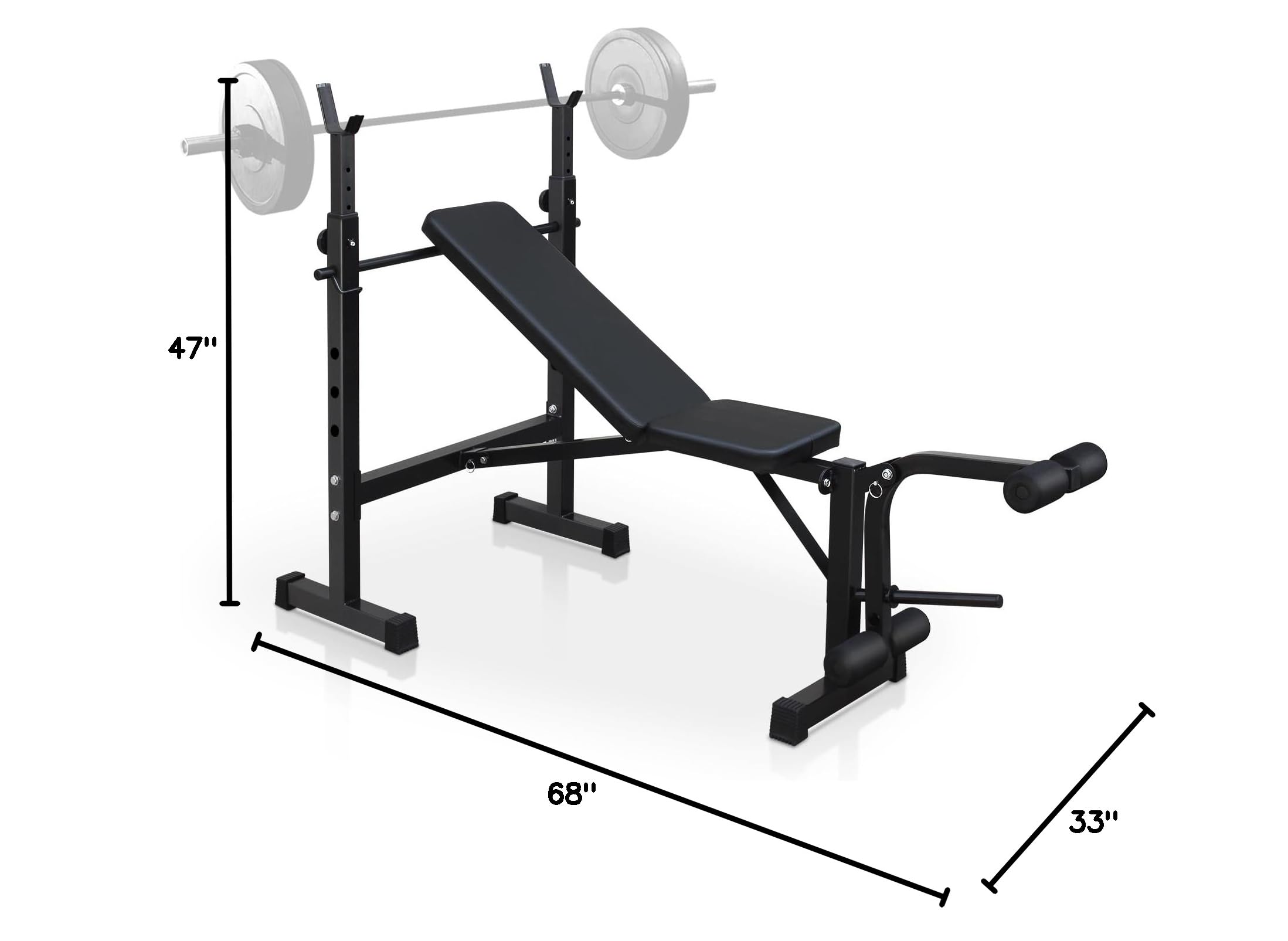 Adjustable Weight Bench for Strength Training - Olympic Workout Bench with Squat Rack, Leg Exercise & Preacher Curl Attachment - Heavy Duty Home Gym Equipment for Full Body Workouts, Weightlifting & Fitness Training