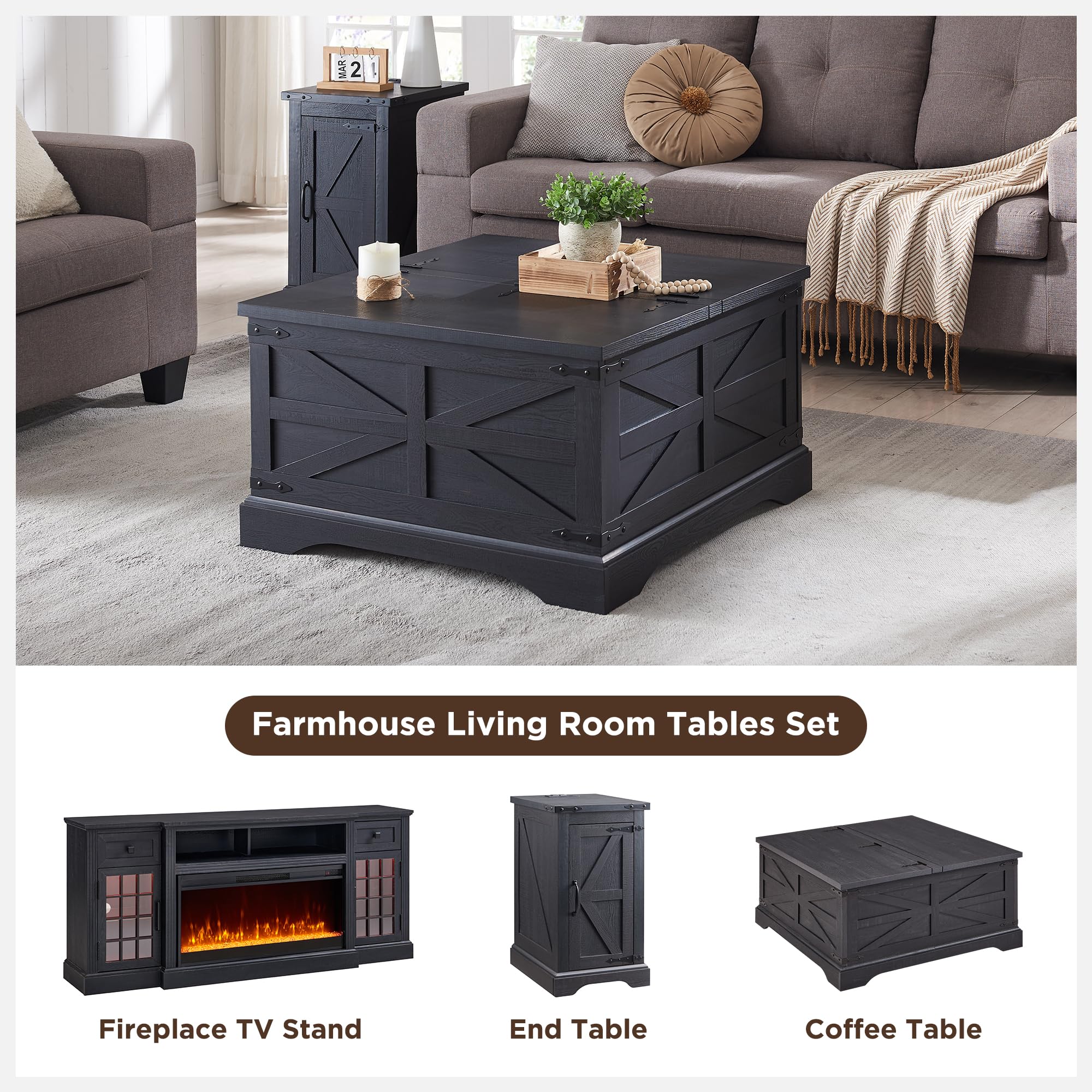 Farmhouse Lift Top Coffee Table with Storage - 36