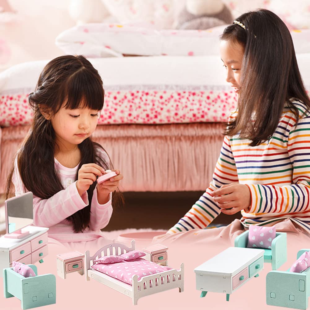 **Ikasus Miniature Wooden Dollhouse Furniture Set - Kitchen, Restaurant, Living Room & Bedroom Accessories | Cute Dollhouse Furnishings & Toy Gift for Kids | Perfect for Playtime, Room Decor & Collectibles**