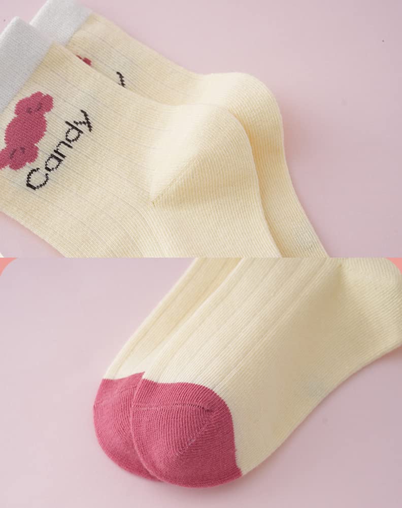 Toptim Kids Girls' Crew Socks - Cute Casual Cotton Socks for School & Play (3-12 Years) - Perfect for Everyday Wear, Dress Up & Sports Activities