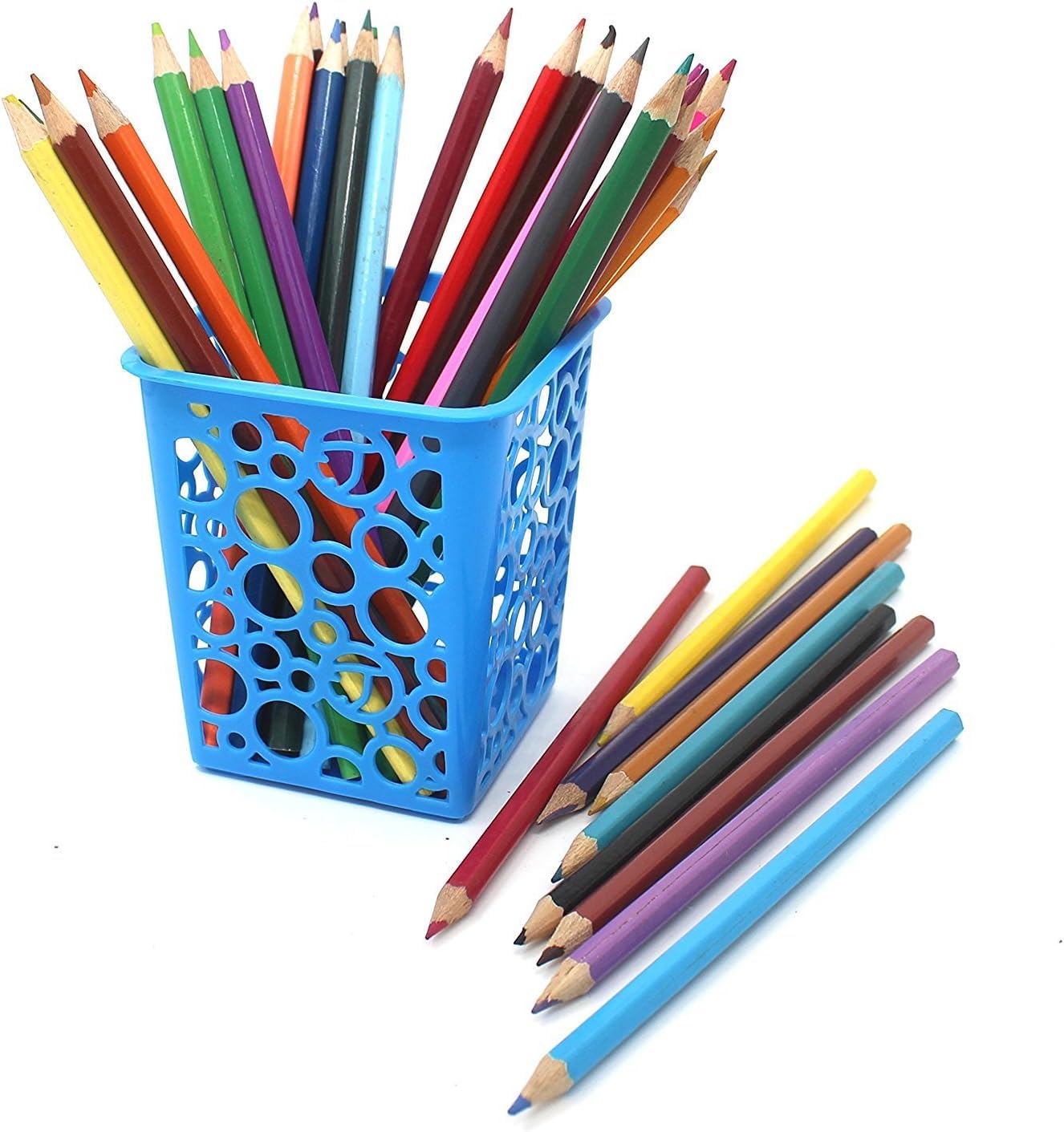NYASAA 4-Pack Square Plastic Pencil Holders - Office Desk Organizer with Hollow Design for Pens, Markers & School Supplies - Perfect for Classroom, Home Office & Workspace Organization