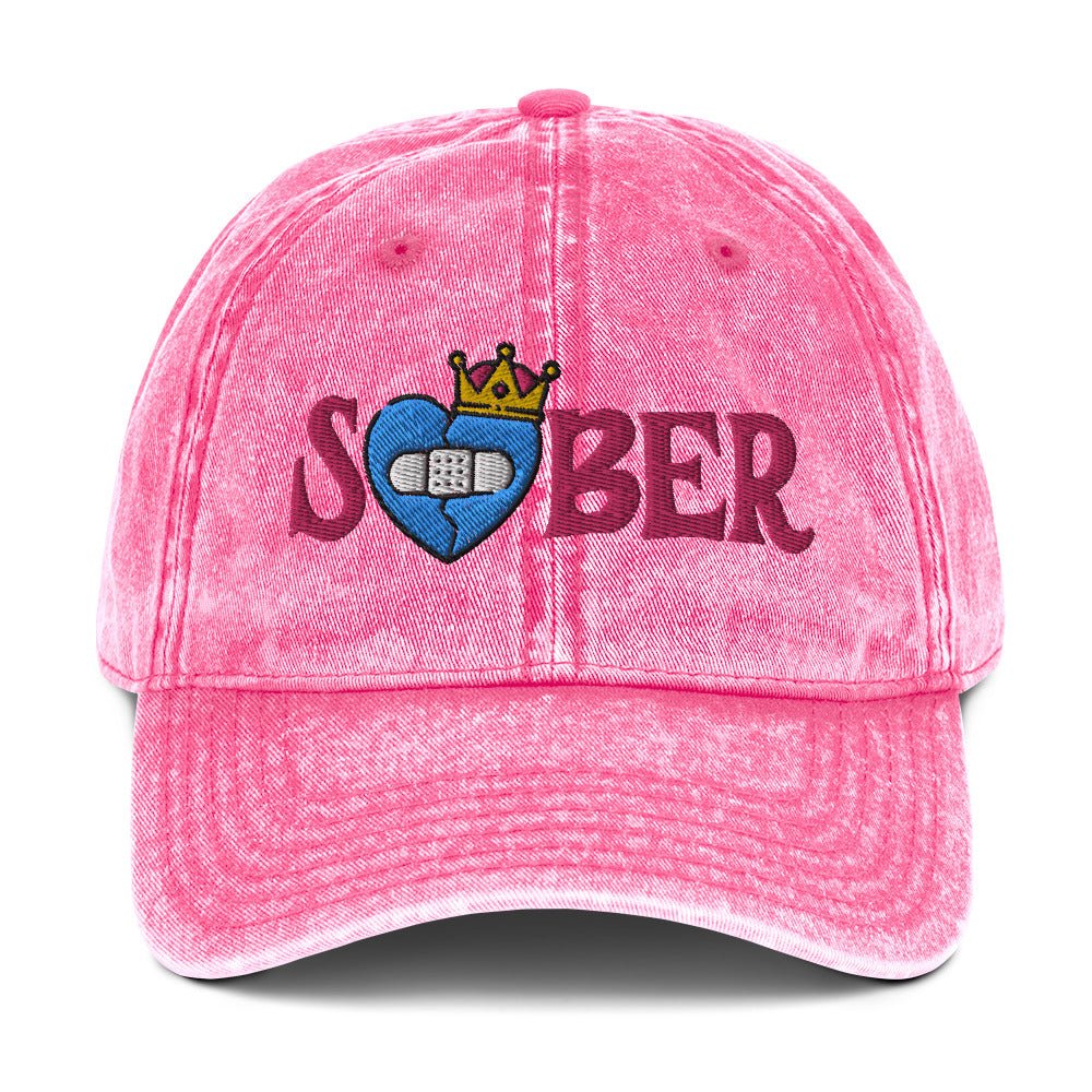 Vintage Cotton Twill Baseball Cap - Regal Heart Sober Style for Men & Women | Perfect for Outdoor Activities, Casual Wear, and Fashion Accessories