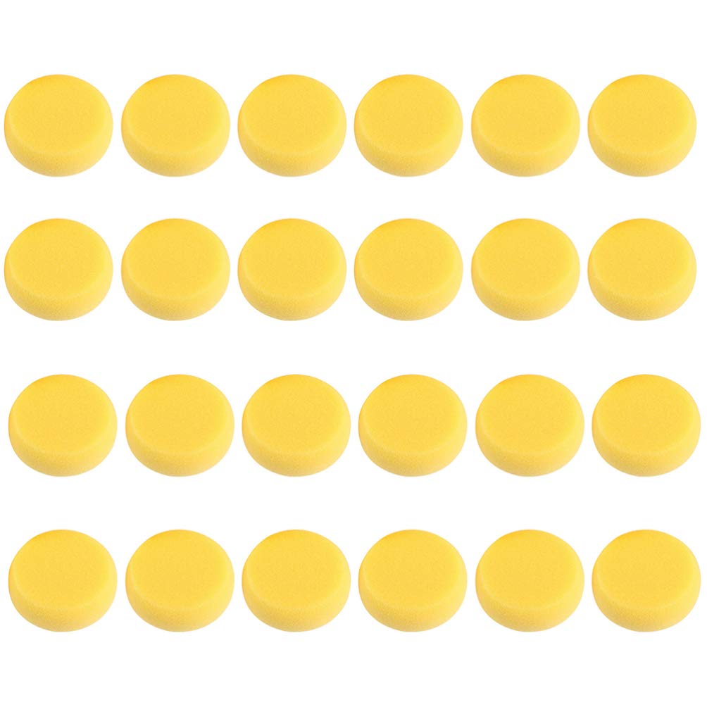 EXCEART 24-Piece Yellow Round Cake Sponge Painting Foam Pads - Large Artist Sponges for Pottery, Crafts & DIY Projects - Bulk Synthetic Sponges for Toddler Art & Book Binding