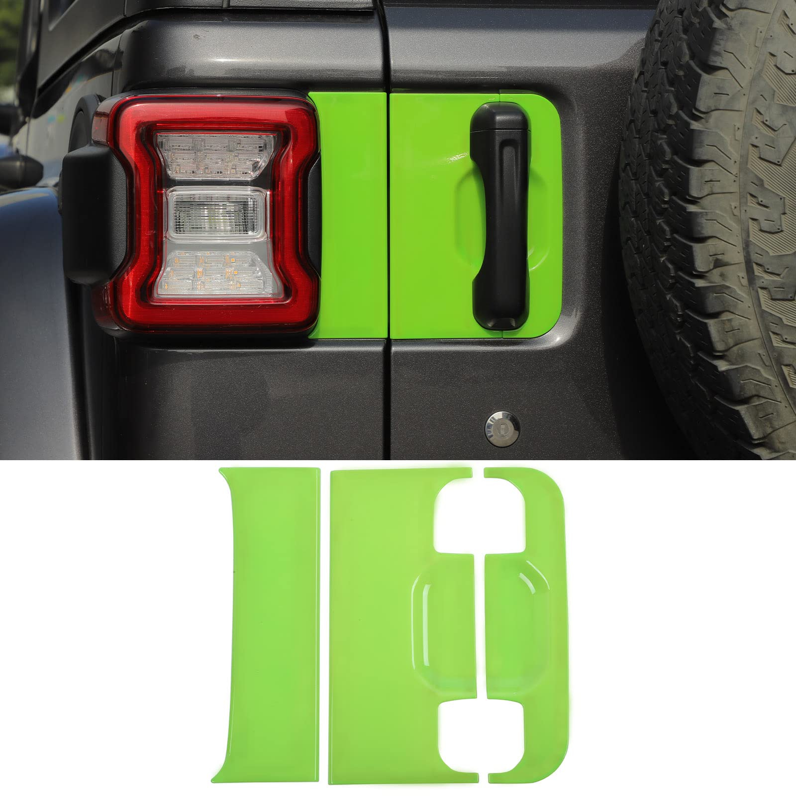 Jeep Wrangler JL JLU & Gladiator JT Tailgate Handle Panel Trim Cover (2018-2025) - Durable Exterior Accessories in Green - Perfect for Off-Roading & Car Customization