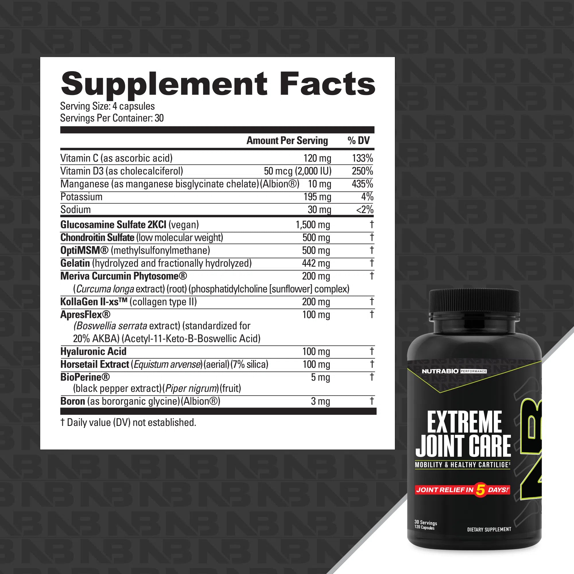 NutraBio Extreme Joint Care Supplement - Glucosamine, Chondroitin & MSM for Joint Support & Pain Relief - Ideal for Athletes, Seniors & Active Lifestyles