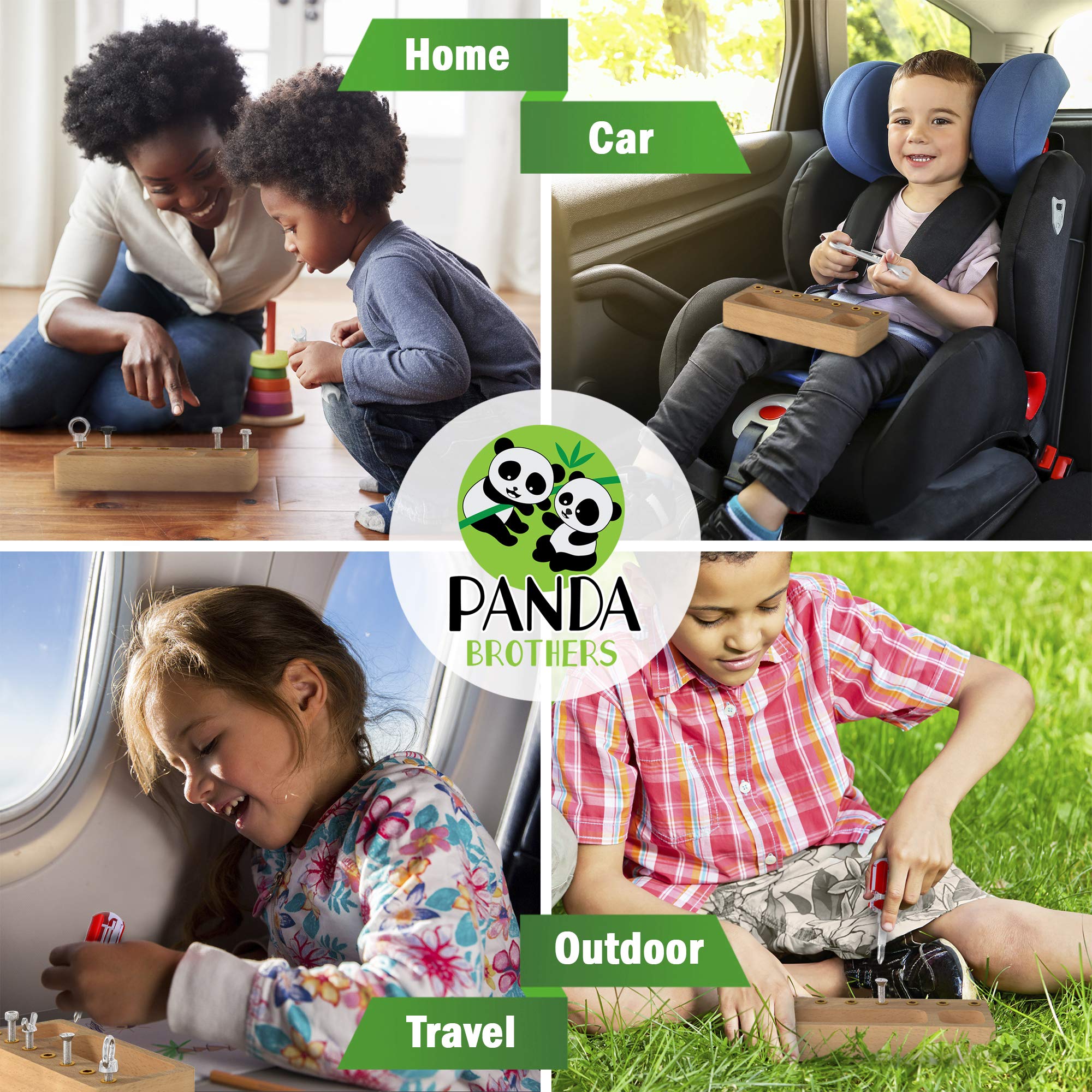 Panda Brothers Montessori Screwdriver Board Set - Wooden Educational Toy for Toddlers & Kids Ages 4+ | Fine Motor Skills Development, STEM Learning, Sensory Bin Activity | Perfect for Preschool Classroom & Home Learning