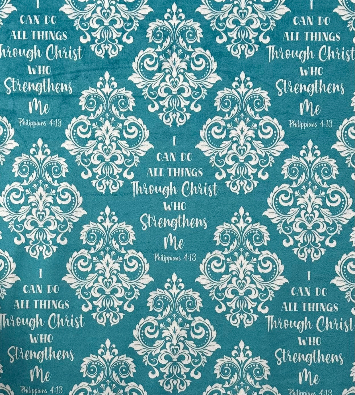 Premium 55x79 Inch Minky Blanket - 'I Can Do All Things Through Christ' Inspirational Quote on White Luxe Fabric | Soft & Cozy for Prayer, Bible Study, Gift Giving & Home Decor