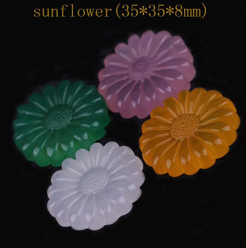 Natural Chalcedony Agate Pendant - Rose, Sunflower & Lotus Designs in Yellow, Green, White & Pink | Spiritual Jewelry, Meditation Accessory & Gift for Women