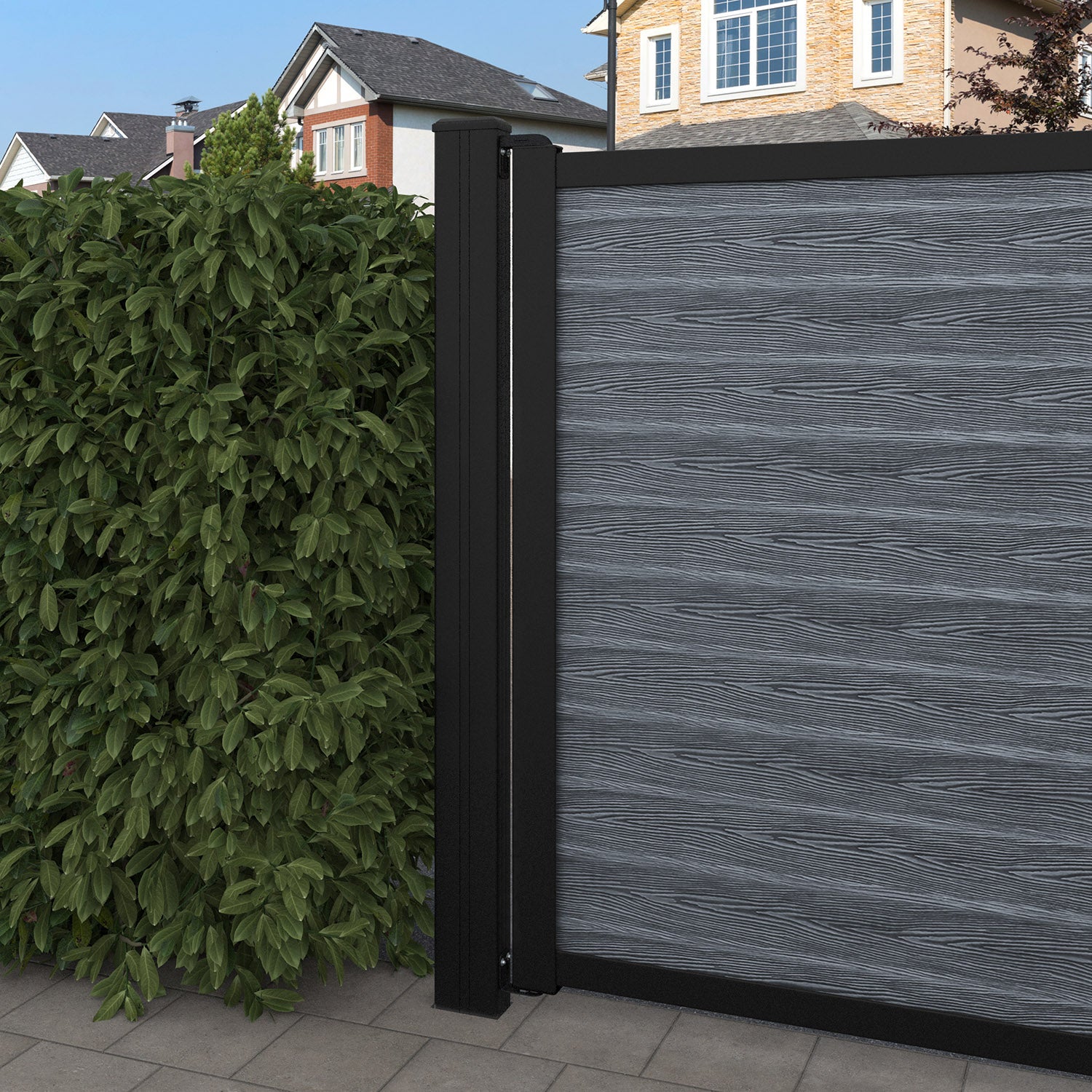 Classic Aspen Curved Top Driveway Gate - Anthracite Finish with Decorative Top Screen | Elegant Entryway Solution for Homes & Estates