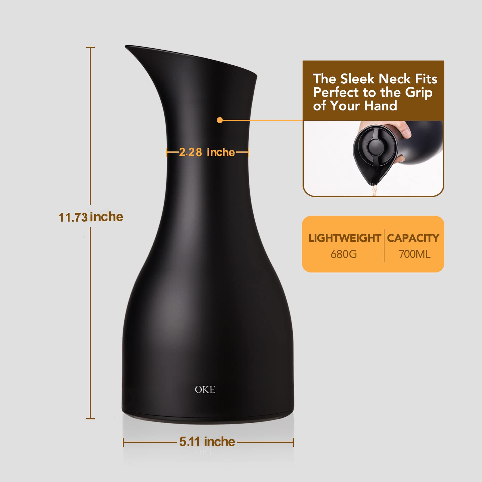 Premium Double-Walled Vacuum Insulated Coffee Carafe - Keeps Hot or Cold for 24 Hours, Thermal Glass Carafe for Coffee, Tea & Water - Perfect for Home, Office & Outdoor Use