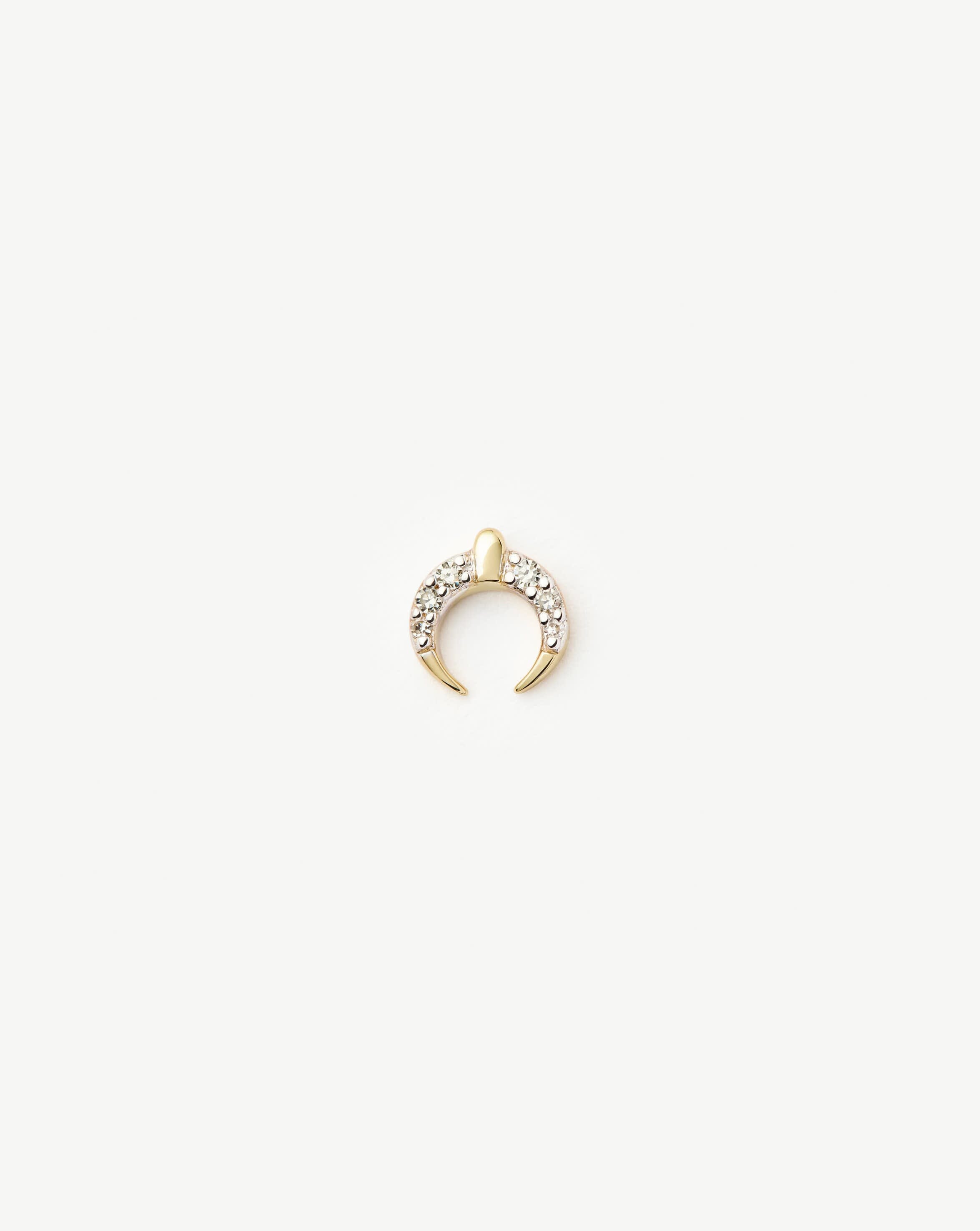 Fine Lucy Williams Horn Single Stud Earring | 14k Solid Gold & Diamond Stud Earrings for Women | Elegant Everyday Jewelry Gift for Her