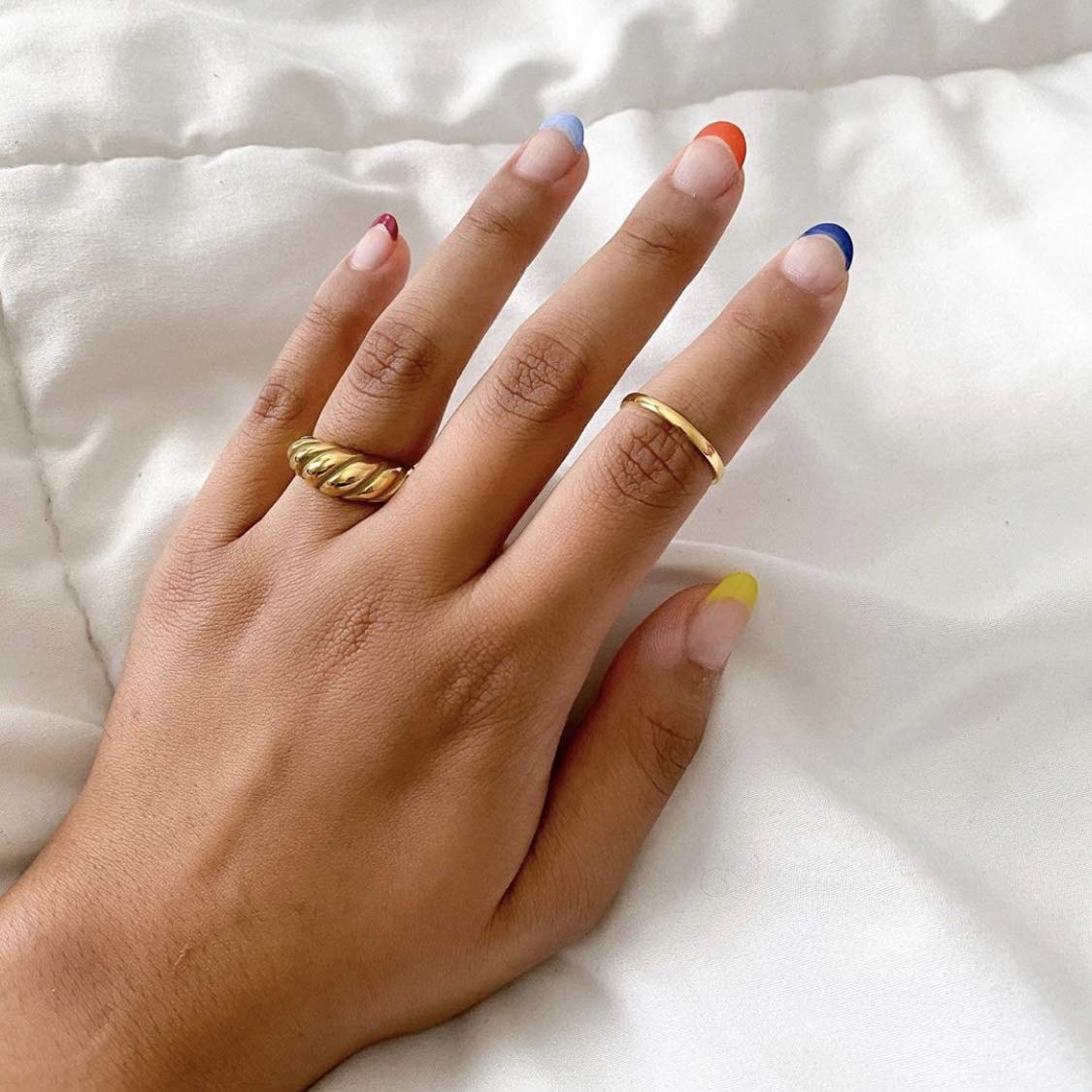 18K Gold Plated Dome Croissant Band Ring - Stackable Minimalist Signet Ring for Women - Elegant & Chic Jewelry for Everyday Wear, Layering, and Special Occasions