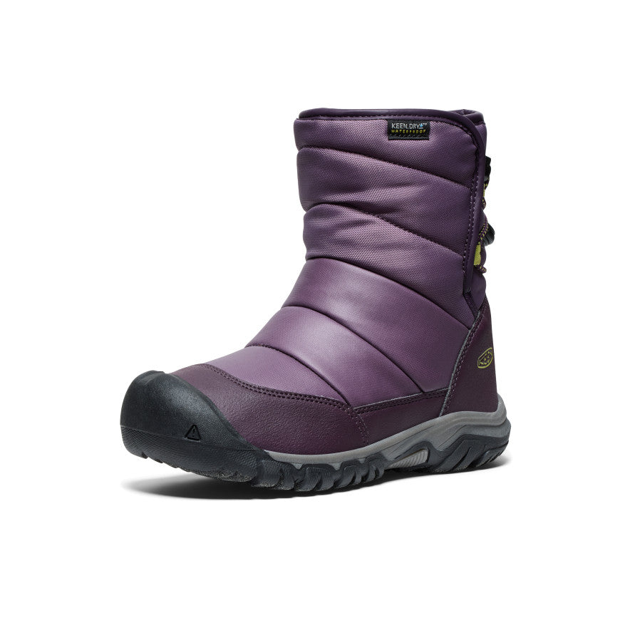 Big Kids' Puffrider Waterproof Winter Boots for Boys & Girls | Insulated Snow Boots with Non-Slip Sole | Black Plum/Daiquiri Green | Perfect for Snow Play, Sledding & Winter Adventures