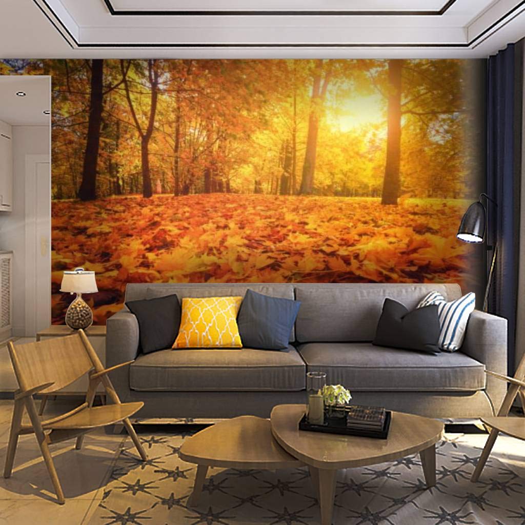 Self-Adhesive Removable Autumn Forest Wallpaper Mural - Peel & Stick Wall Decal for Living Room, Bedroom Decor | Nature Landscape Wall Sticker for Home Craft & DIY Projects
