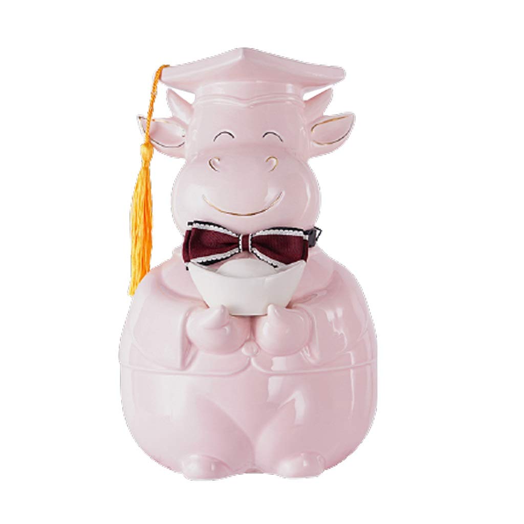 Ceramic Piggy Bank for Kids & Adults - Cute Cow Money Bank with 8000 Coin Capacity, Creative Learning Tool & Lucky Ornament Gift for Birthday, Christmas (Perfect for Saving, Teaching Financial Skills & Home Decor)