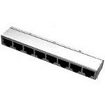 557573-2 RJ-45 Female 64-Position Solder Right Angle Through-Hole Connector, 64-Terminal 8-Port Tray Cat4 Ethernet Jack (5-Pack) - Ideal for Network Equipment, Server Racks & Telecom Installations