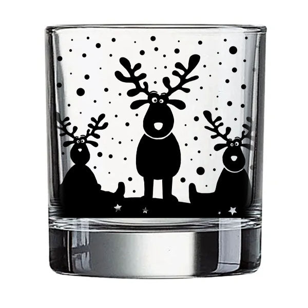 BarConic Christmas Collection - 10oz Cute Reindeer Glassware Set for Holiday Parties, Home Decor & Festive Drinks