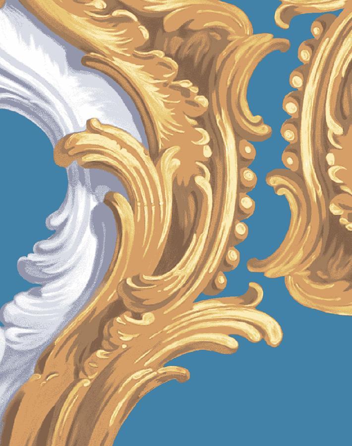 Louie Whoey Wallpaper by Wallshoppe - Premium Lapis Blue Peel & Stick Wallpaper for Living Room, Bedroom, or Office Decor