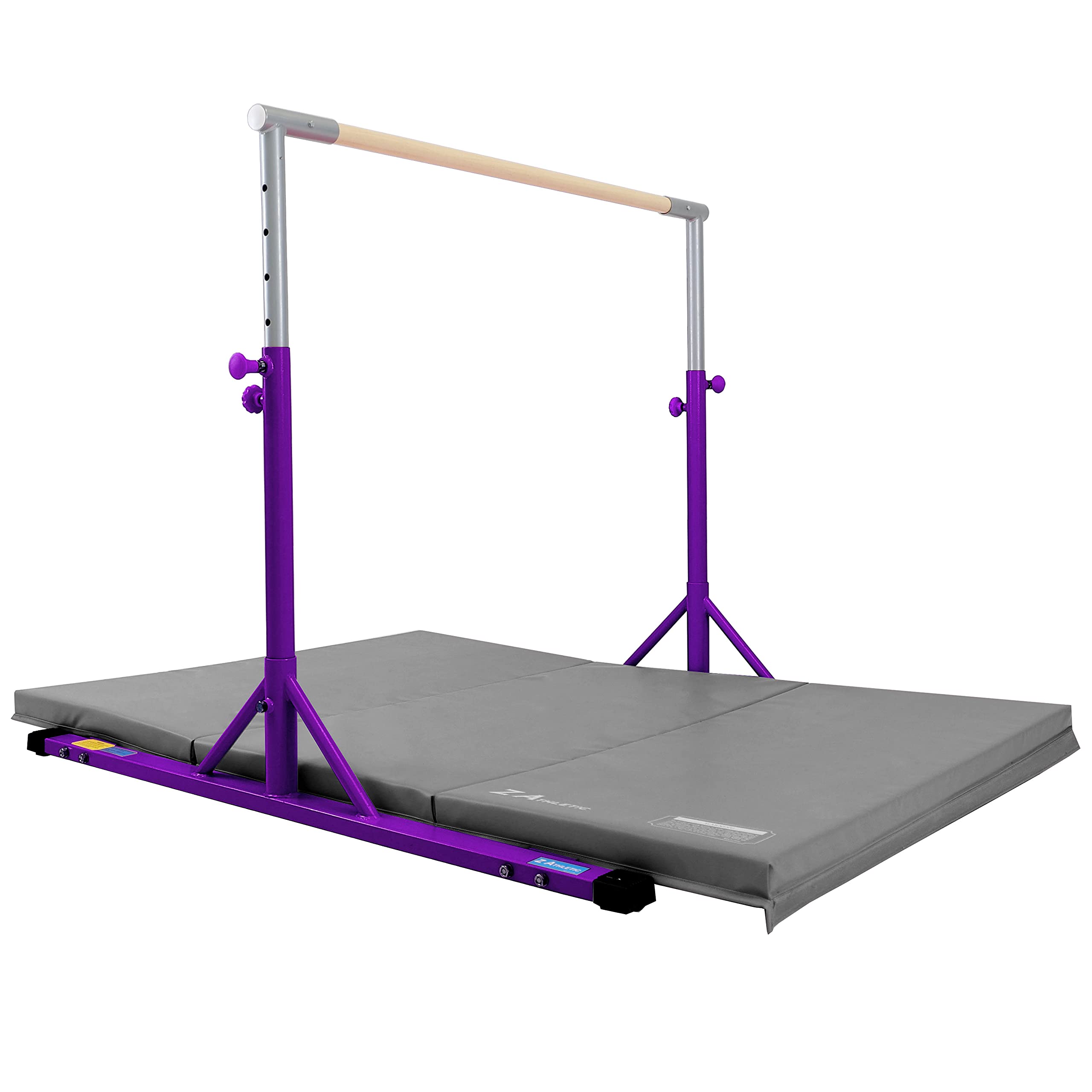 Z ATHLETIC Kip Bar and Folding Gymnastics Mat for Home Gym, Kids Training & Indoor Exercise - Adjustable Height Gymnastic Equipment for Strength Training and Tumbling Practice