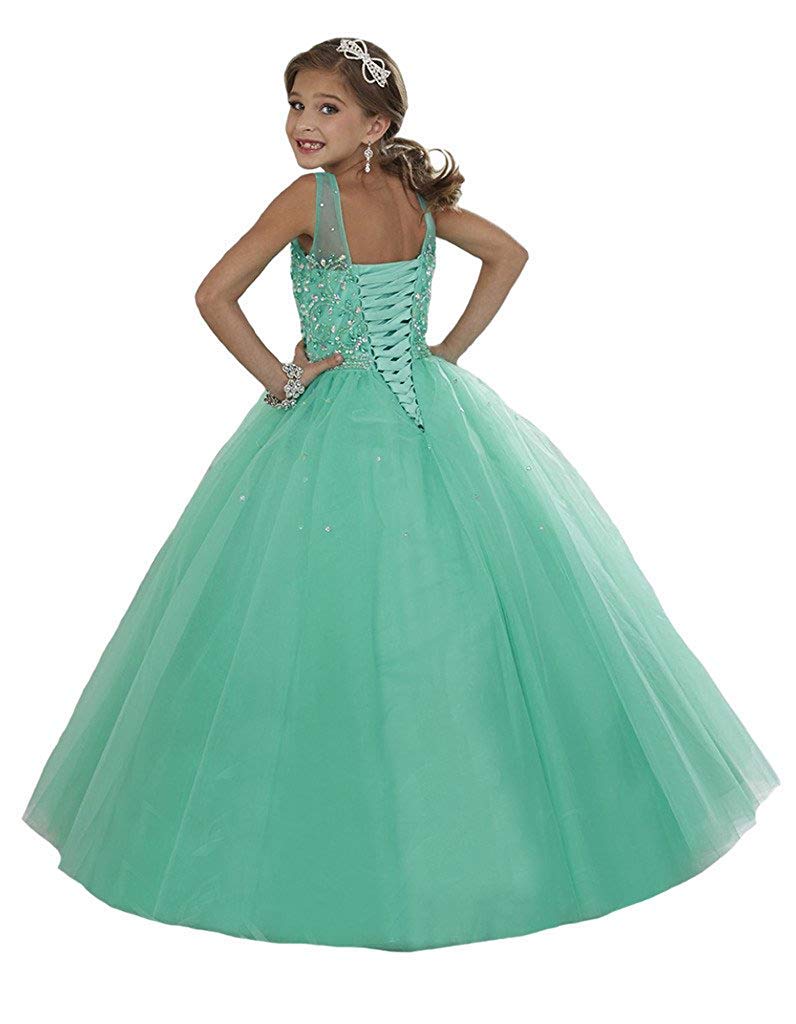 Sparkling Beaded Girls Pageant Dresses for Flower Girls - Elegant Ball Gown for Pageants, Weddings, Birthday Parties & Special Occasions