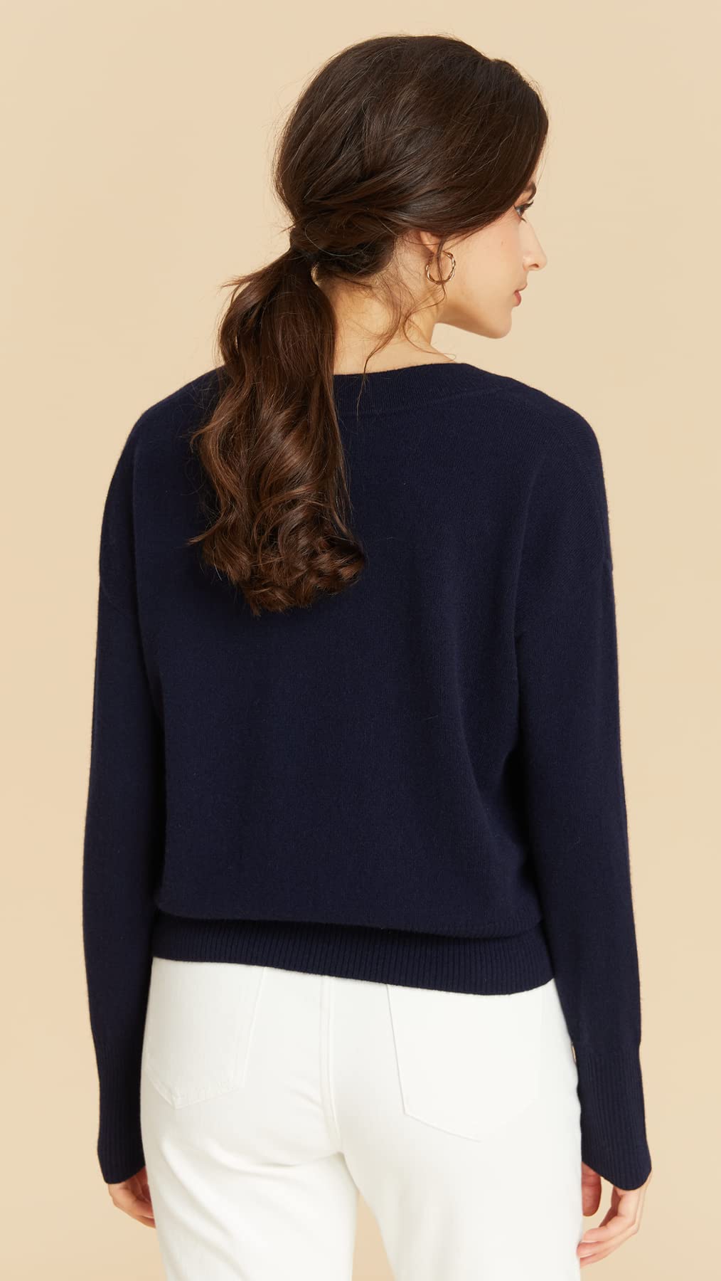 EURKEA 100% Cashmere Women's Deep V Neck Sweater - Soft Long Sleeve Pullover Top for Women | Perfect Gift for Her | Office Wear, Date Night & Winter Layering