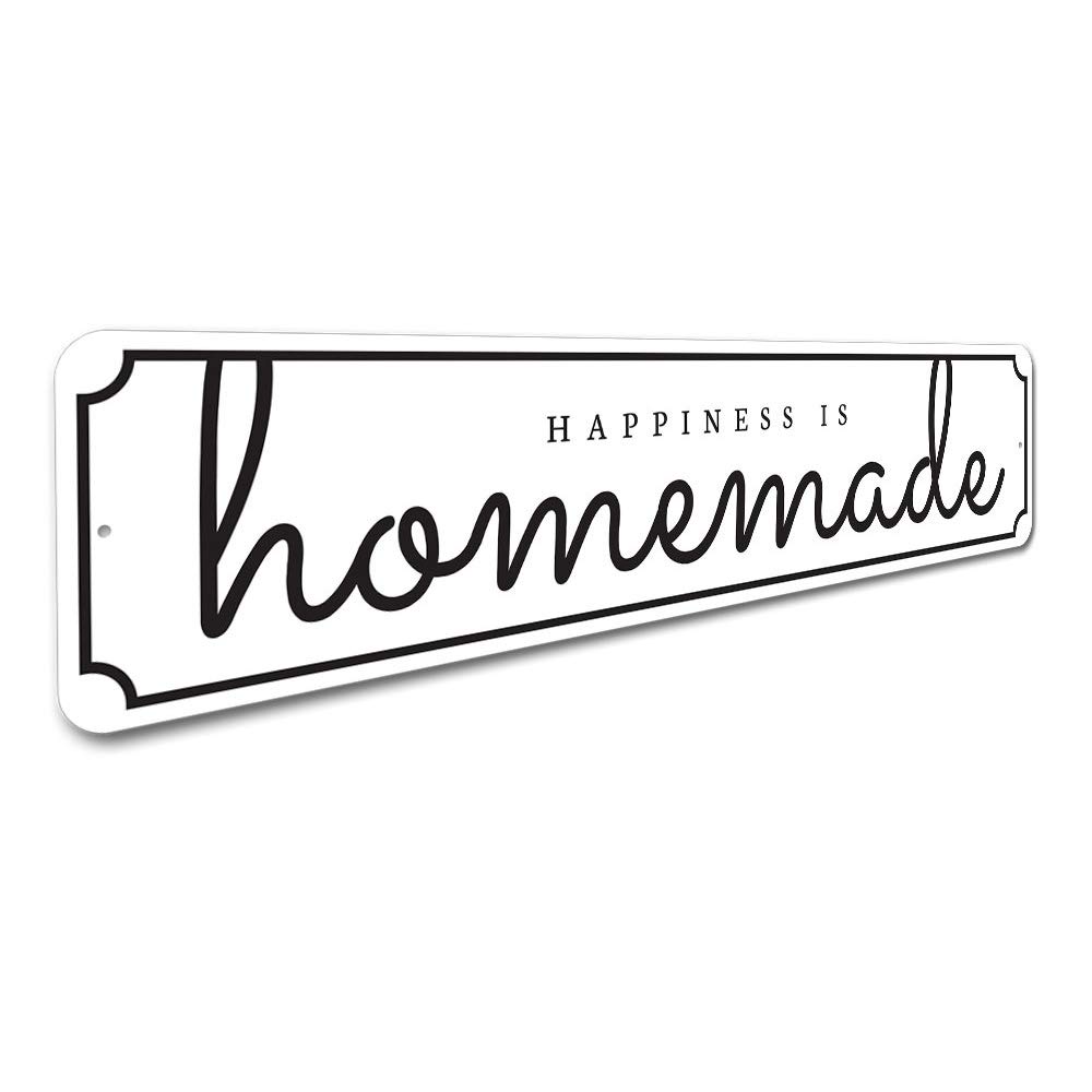 Handmade 'Happiness is Homemade' Kitchen Wall Sign - Rustic Aluminum Home Decor (4x18 Inches) - Perfect for Farmhouse Kitchens, Coffee Bars & Dining Room Decor
