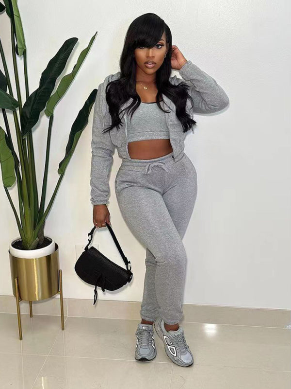 Comfortable Women's Casual Hoodie 3-Piece Set - Cozy Lounge Wear for Home, Travel & Outdoor Activities