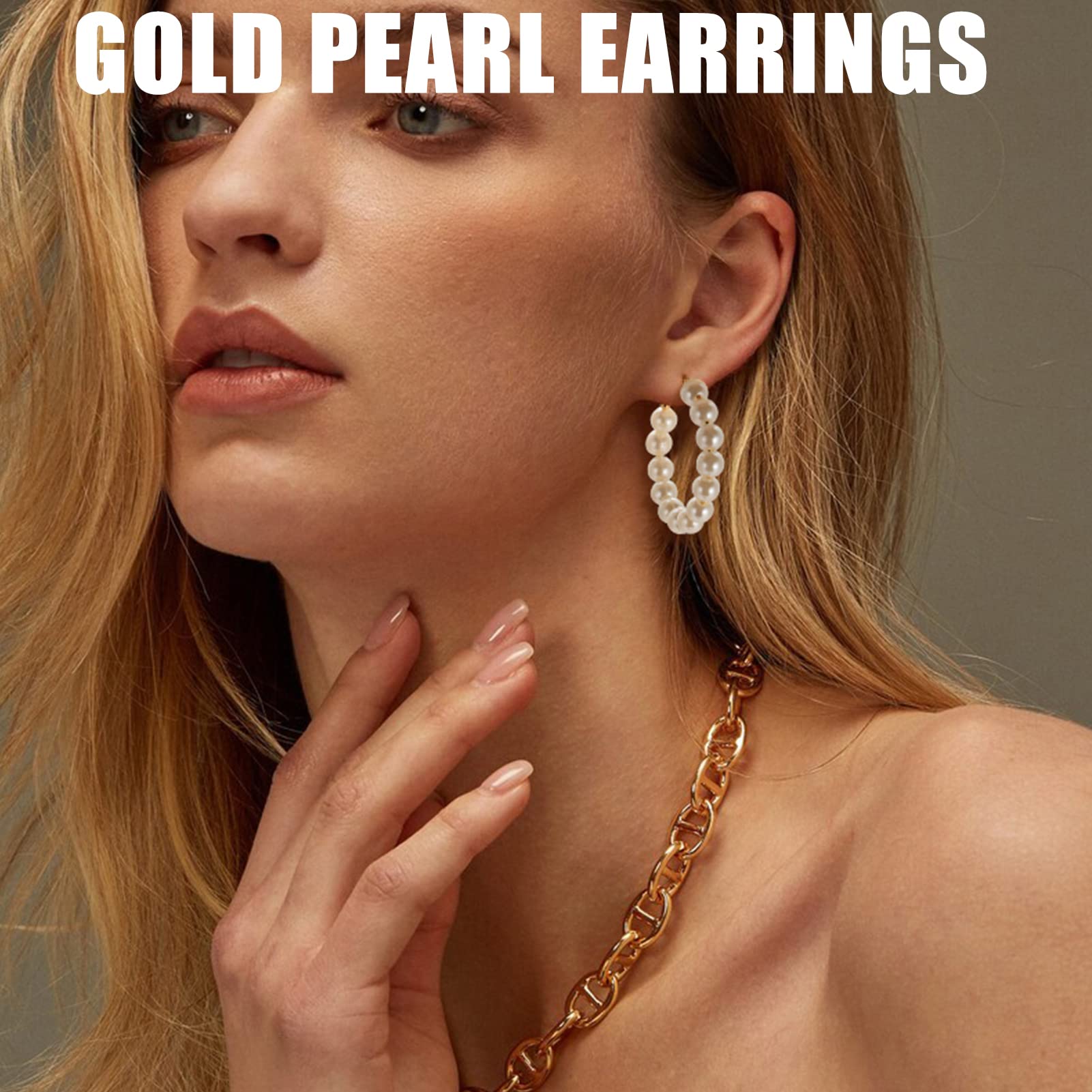 FAXHION 36 Pairs Gold Earrings Set for Women - Fashion Pearl Chain Link Stud Drop Dangle Earrings Multipack Hoop Earrings | Hypoallergenic Jewelry for Birthday Party, Wedding, Anniversary & Daily Wear