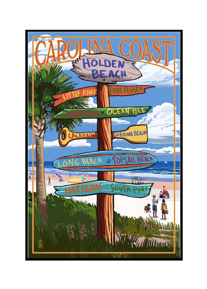 Holden Beach North Carolina Sign - 24x36 Framed Gallery Wrapped Canvas Wall Art - Coastal Decor for Beach House, Living Room & Office