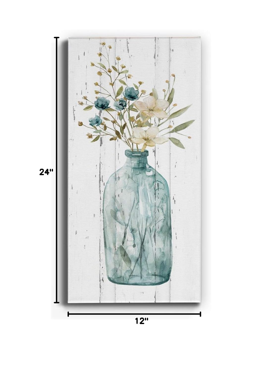 Blue and White Floral Vase Canvas Wall Art - 12