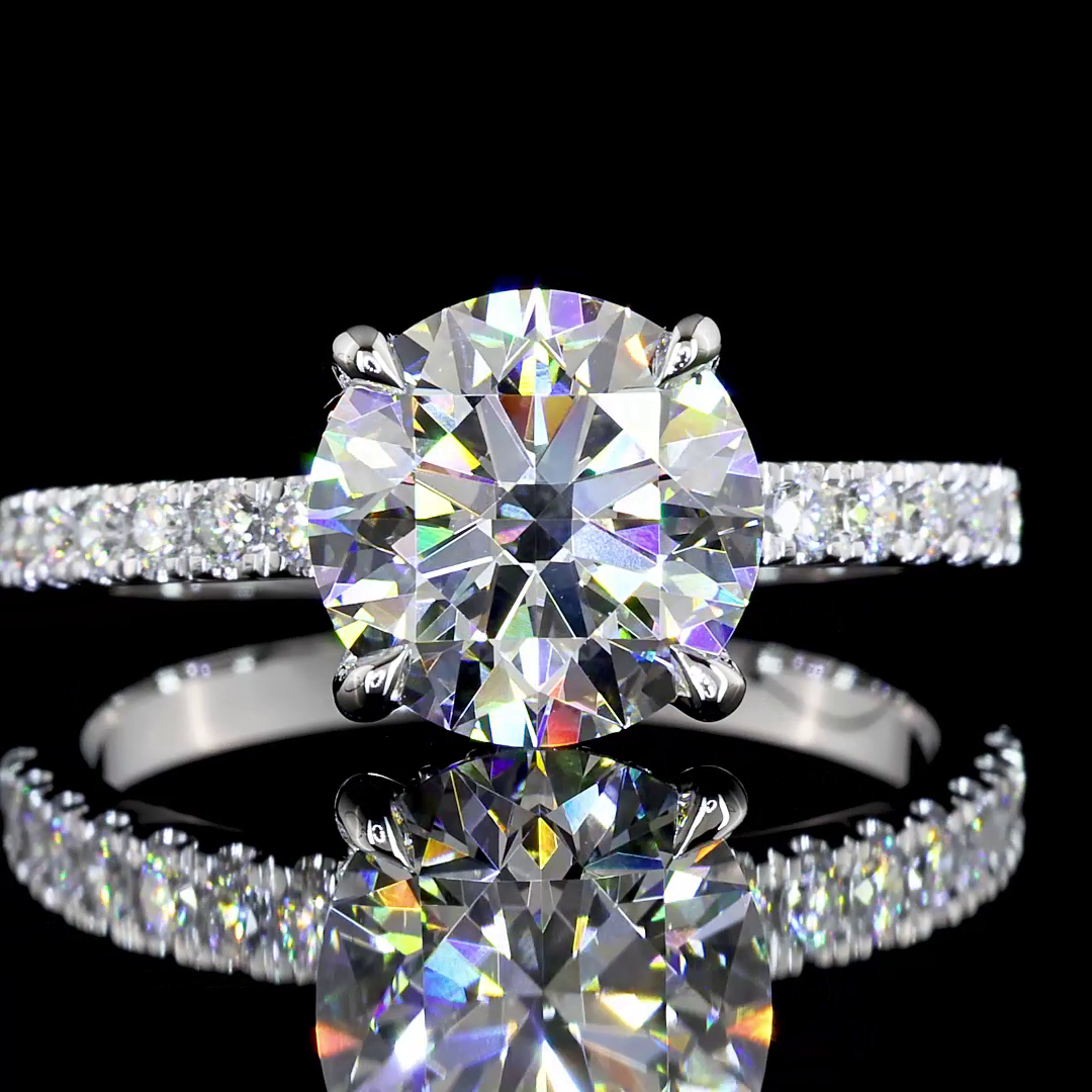 2.37 Carat Lab Grown Round E VS1 Diamond Engagement Ring in 14K White Gold with Hidden Halo - Perfect for Proposals, Weddings & Anniversary Gifts