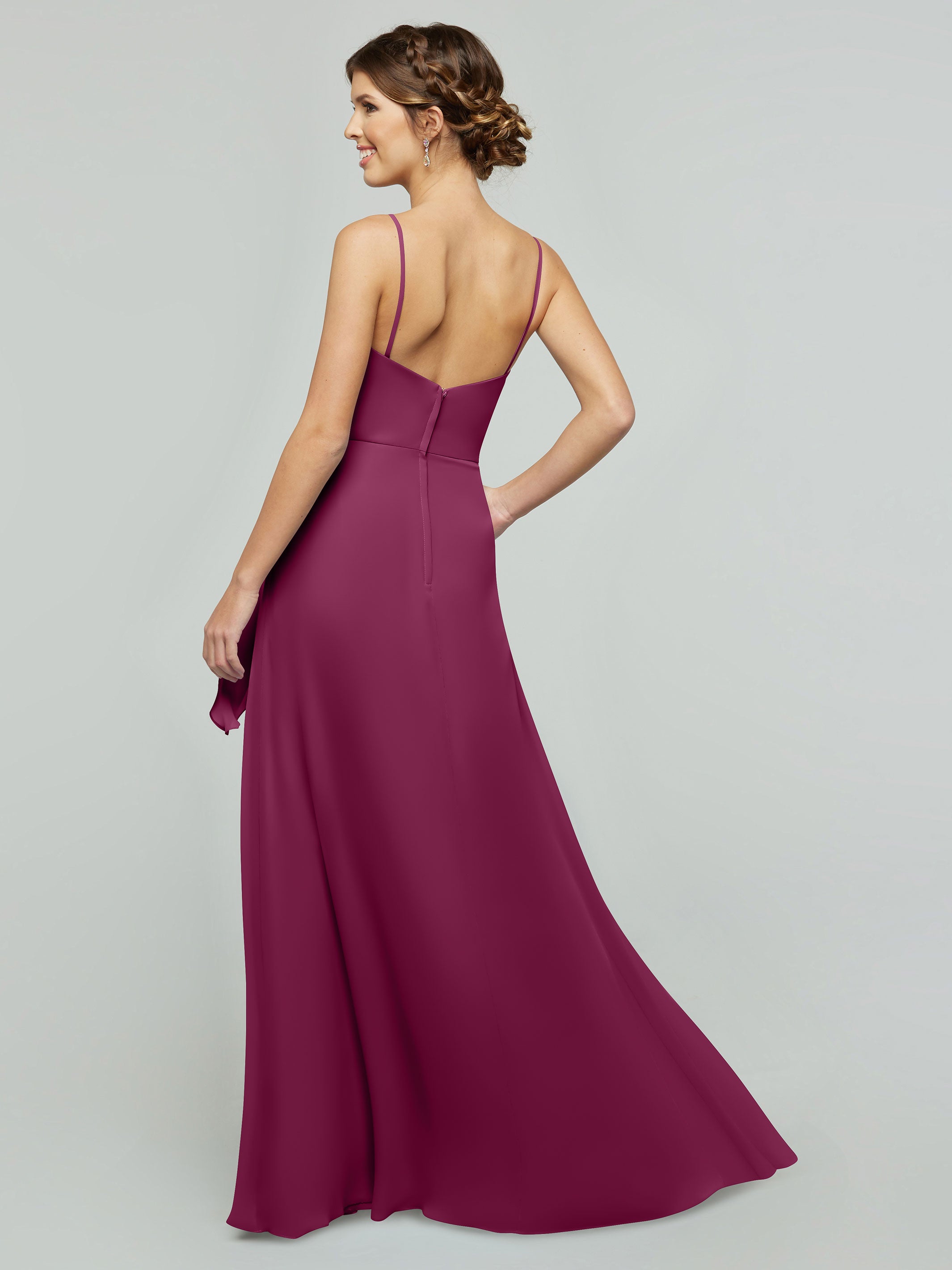 Elegant 80182 Chiffon A-Line Bridesmaid Dress with V-Neck & Spaghetti Straps - Perfect for Weddings, Formal Events & Special Occasions
